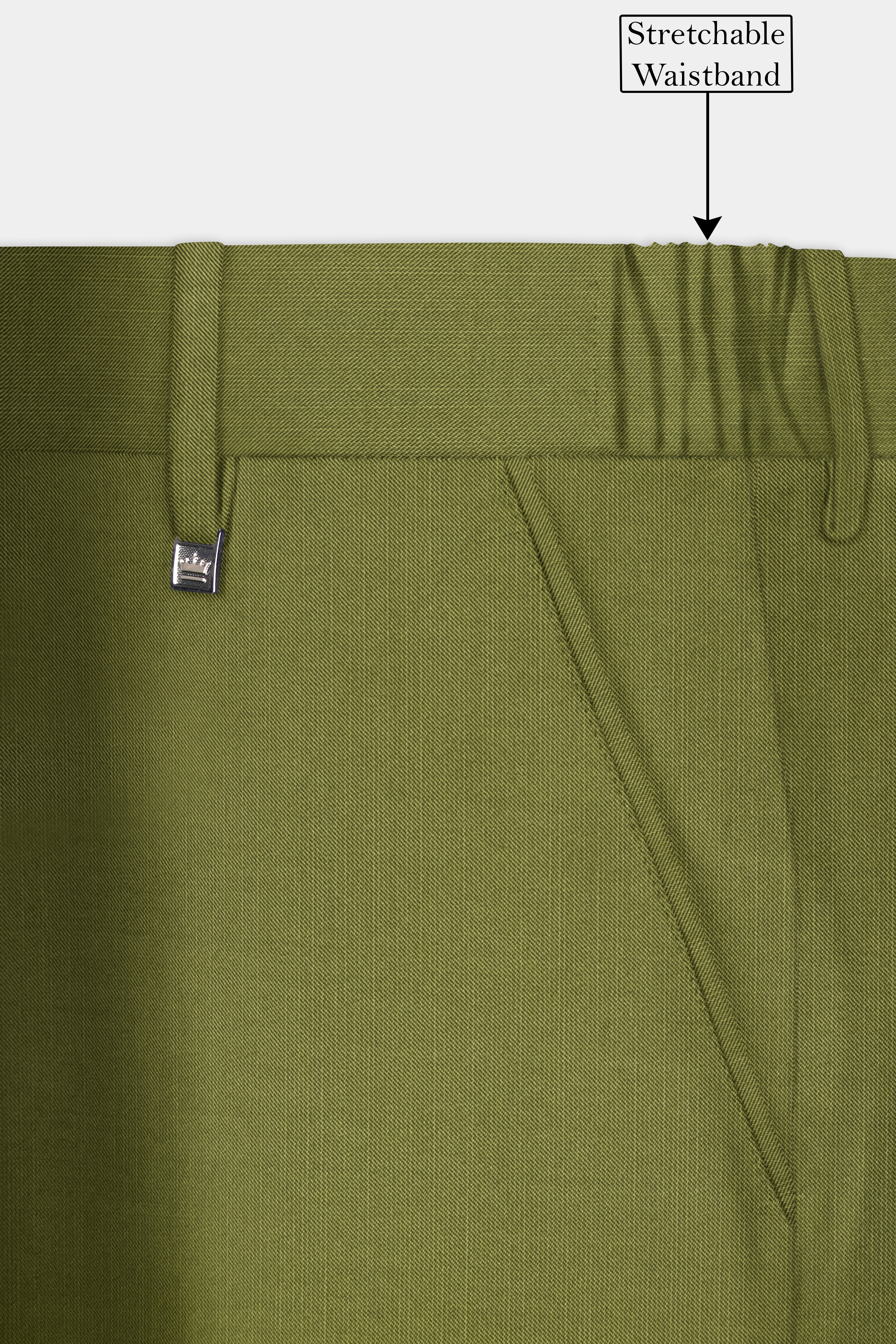 Glade-Muddy Green Solid Wool Rich Double Breasted Slight Stretch Suit