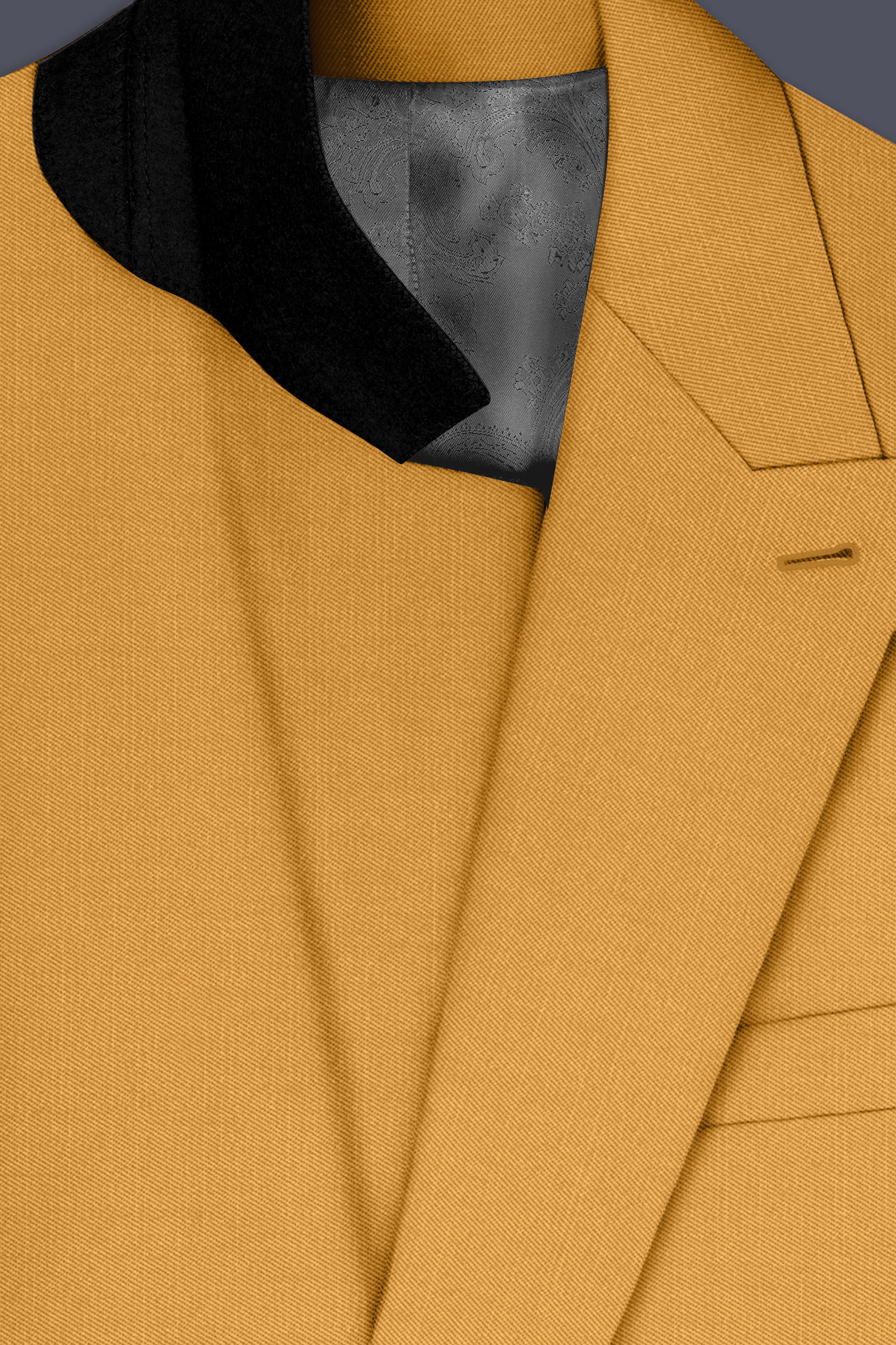 Saffron-Harvest Yellow Solid Wool Rich Double Breasted Slight Stretch Suit
