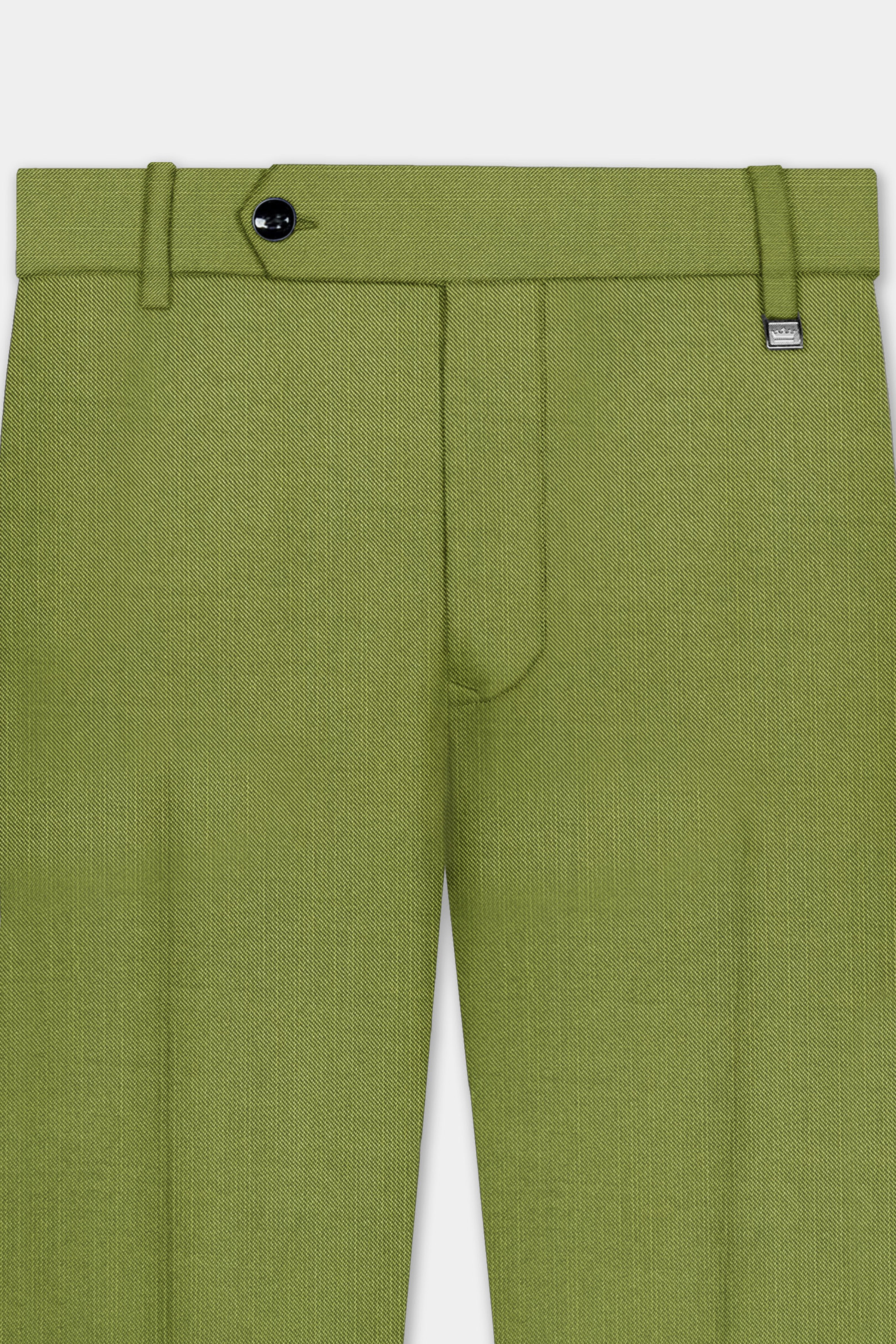 Pistachio-Wasabi Green Solid Wool Rich Double Breasted Slight Stretch Suit