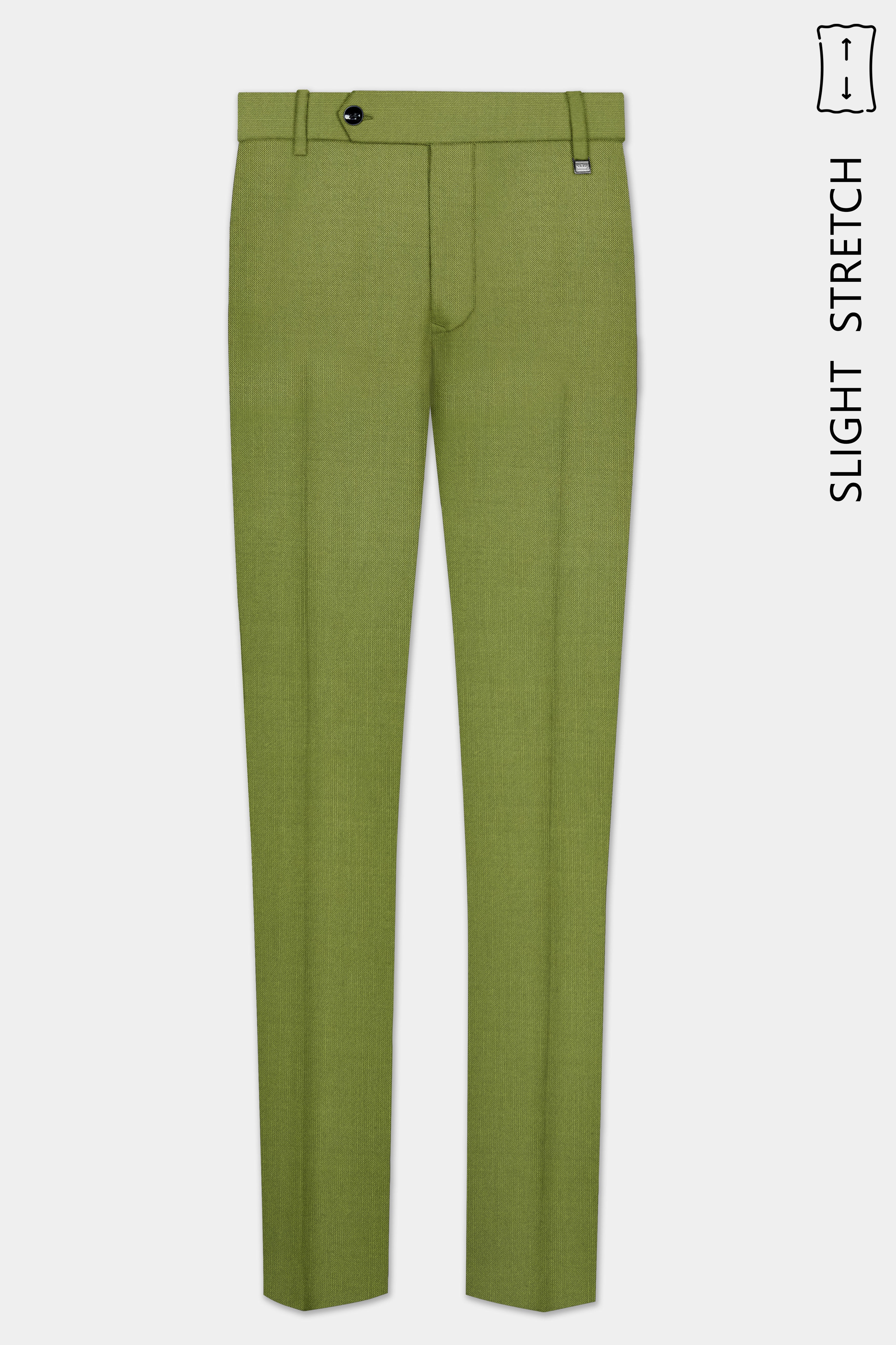 Pistachio-Wasabi Green Solid Wool Rich Double Breasted Slight Stretch Suit