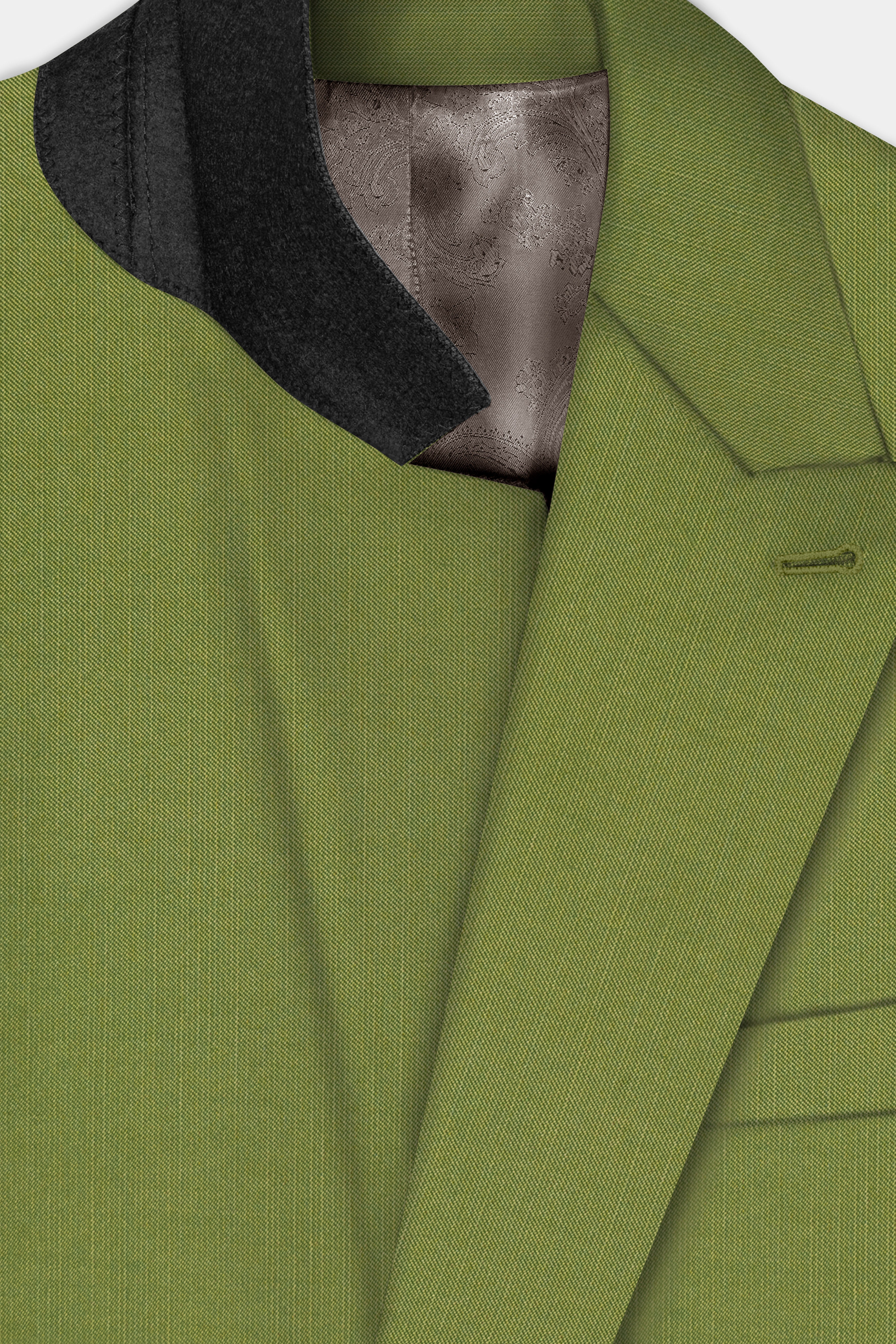 Pistachio-Wasabi Green Solid Wool Rich Double Breasted Slight Stretch Suit