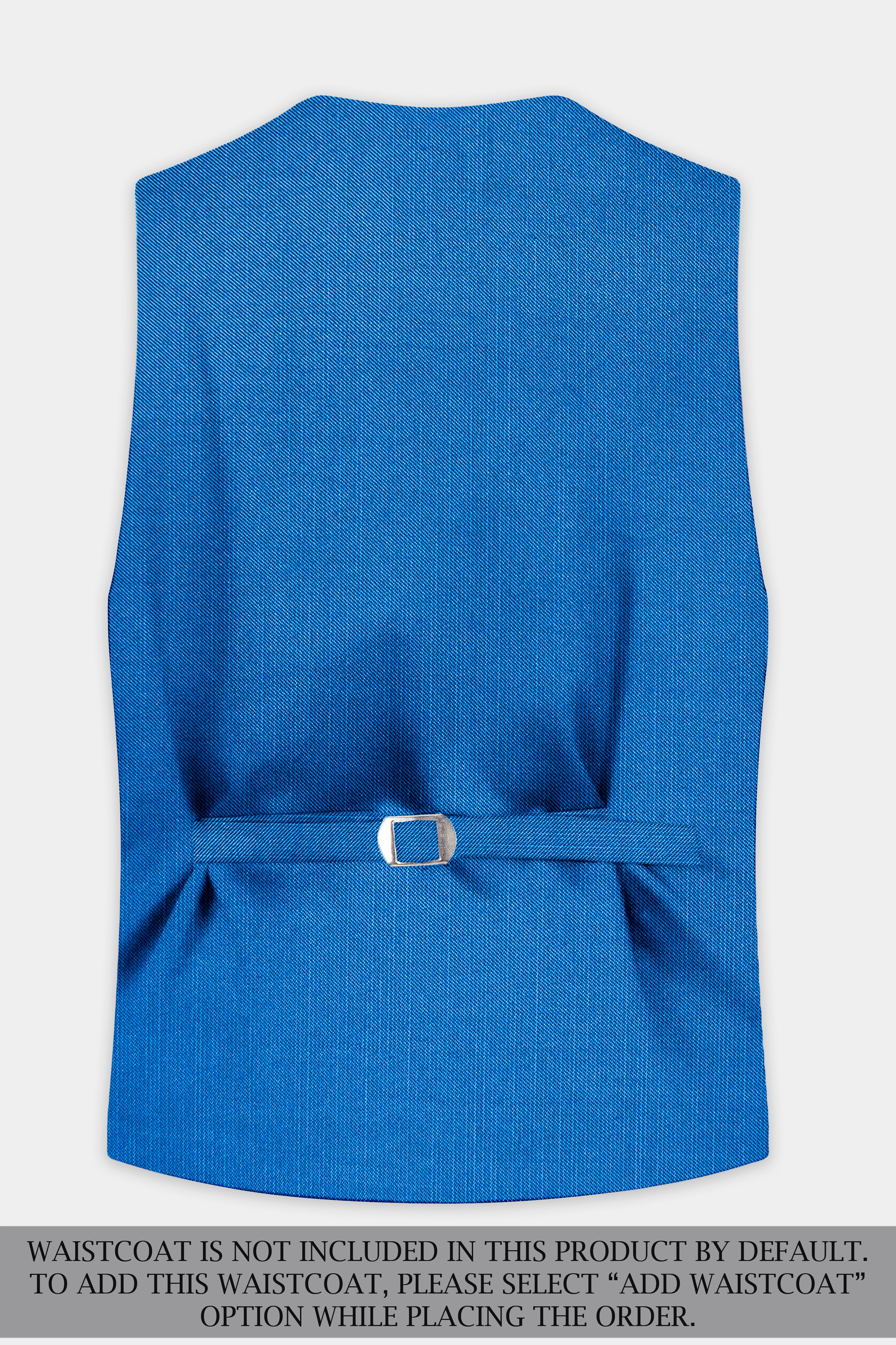 Azure-Venice Blue Solid Wool Rich Double Breasted Slight Stretch Suit