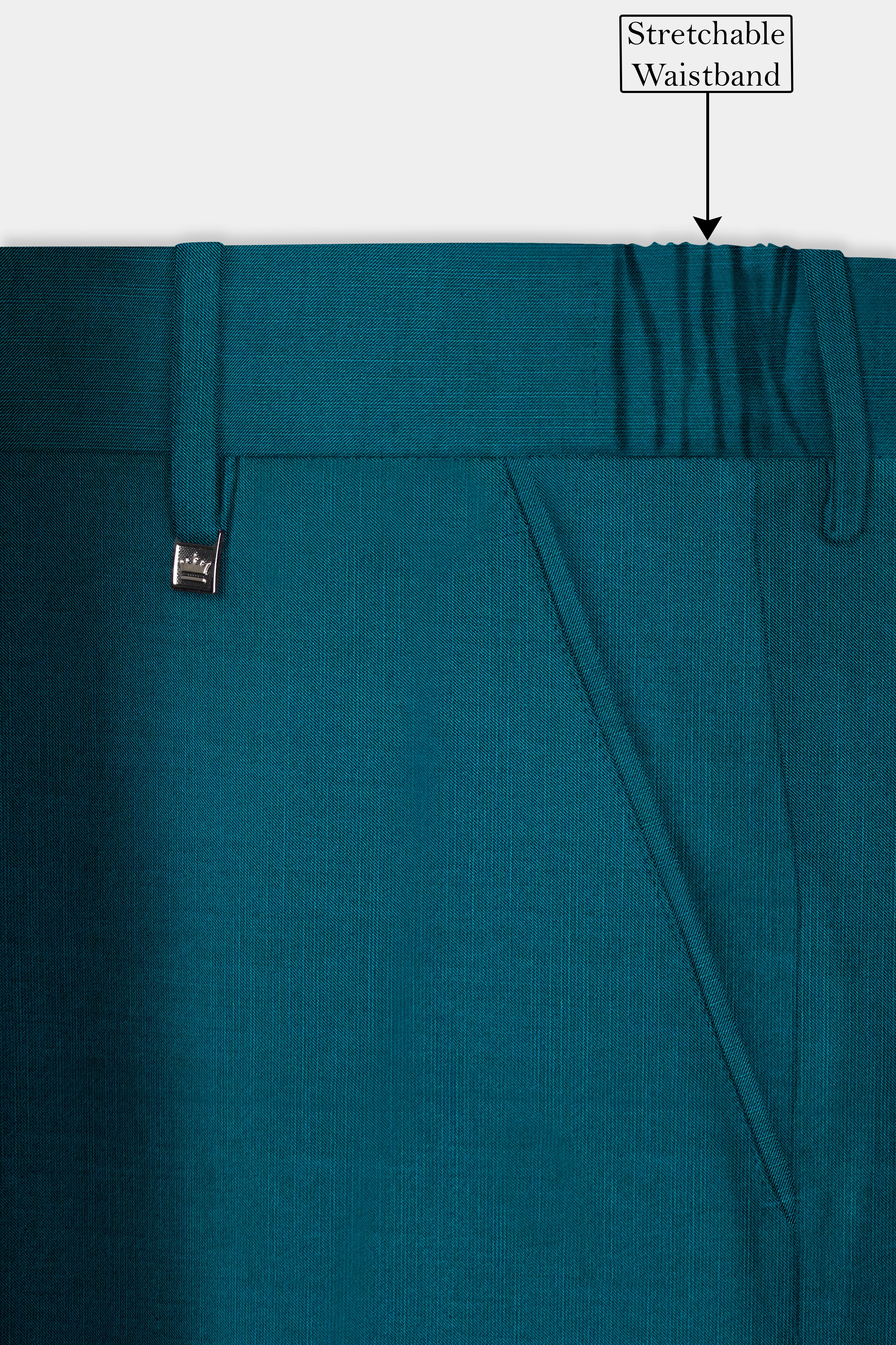 Sapphire-Peacock Blue Solid Wool Rich Double Breasted Slight Stretch Suit