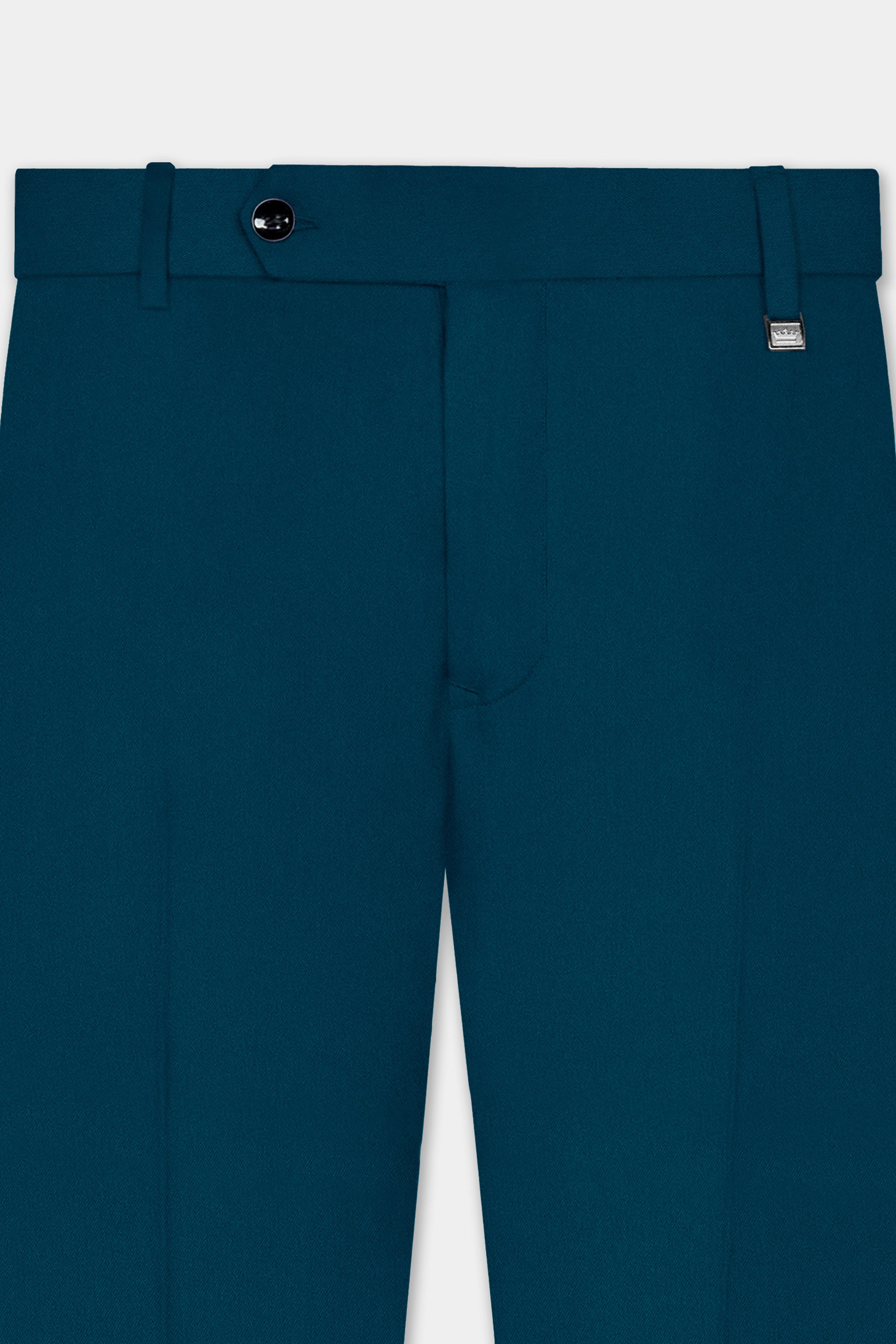 Prussian Blue Solid Wool Rich Tuxedo Stretchable traveler Suit