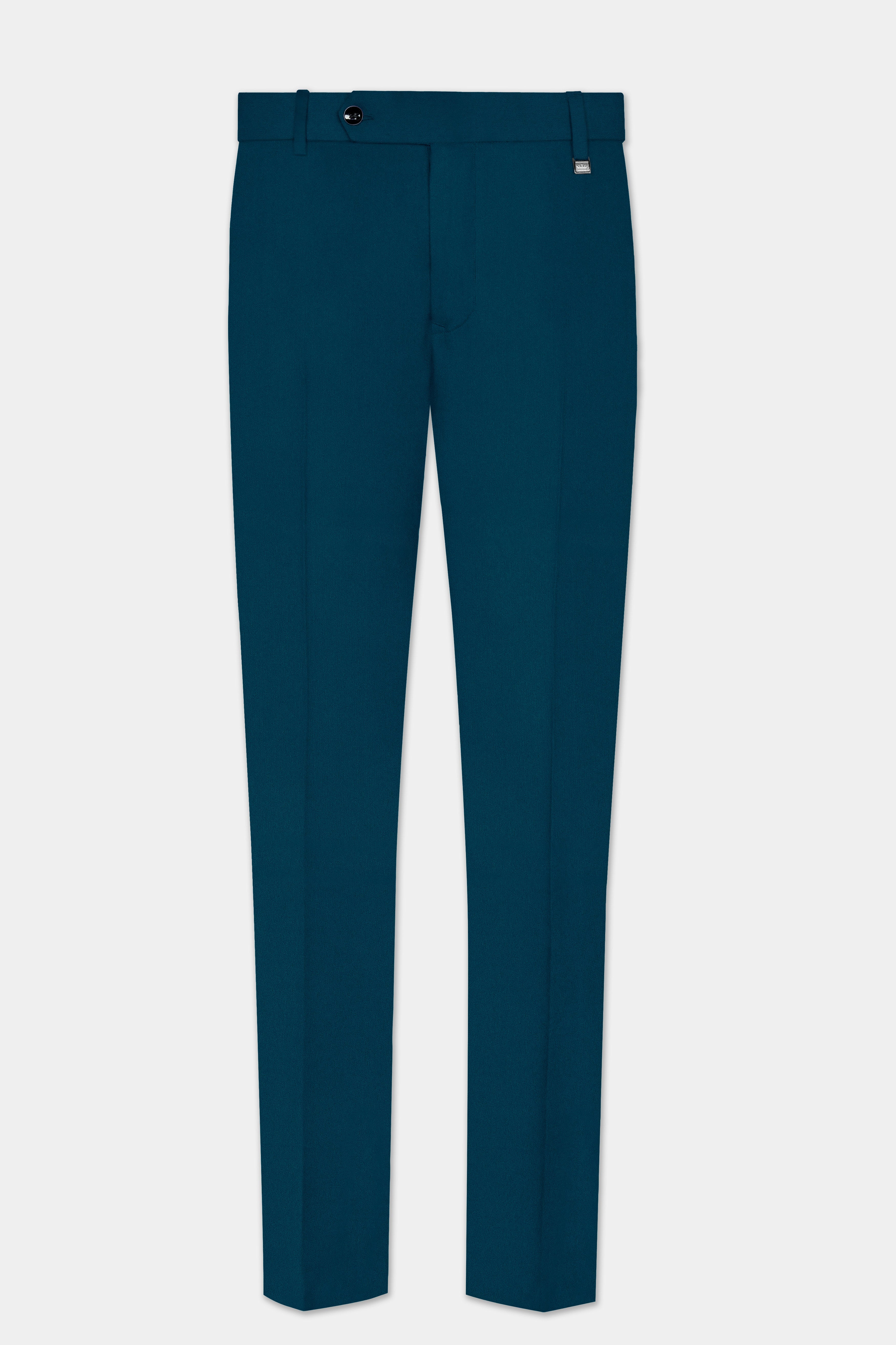 Prussian Blue Solid Wool Rich Tuxedo Stretchable traveler Suit