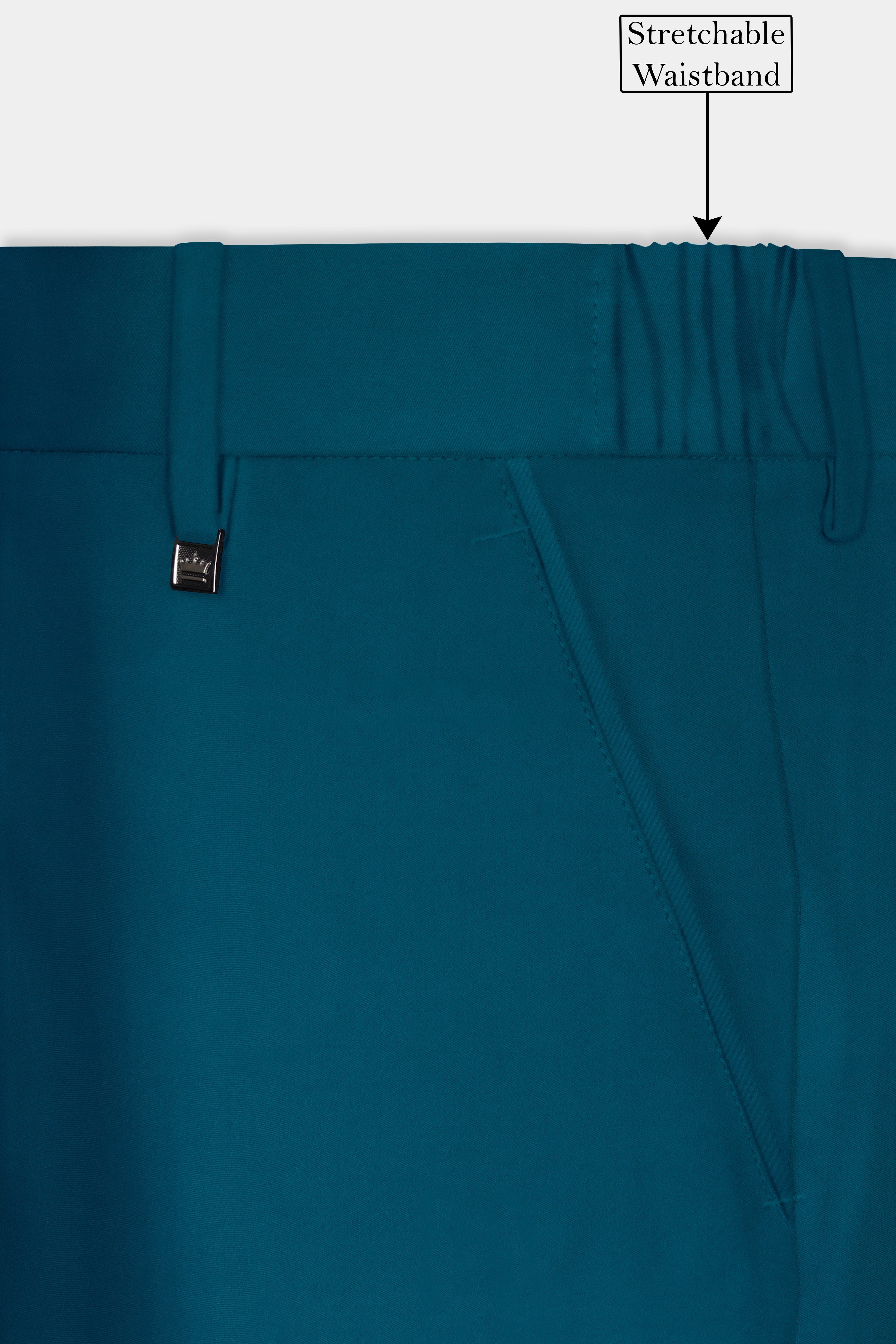 Prussian Blue Solid Wool Rich Tuxedo Stretchable traveler Suit