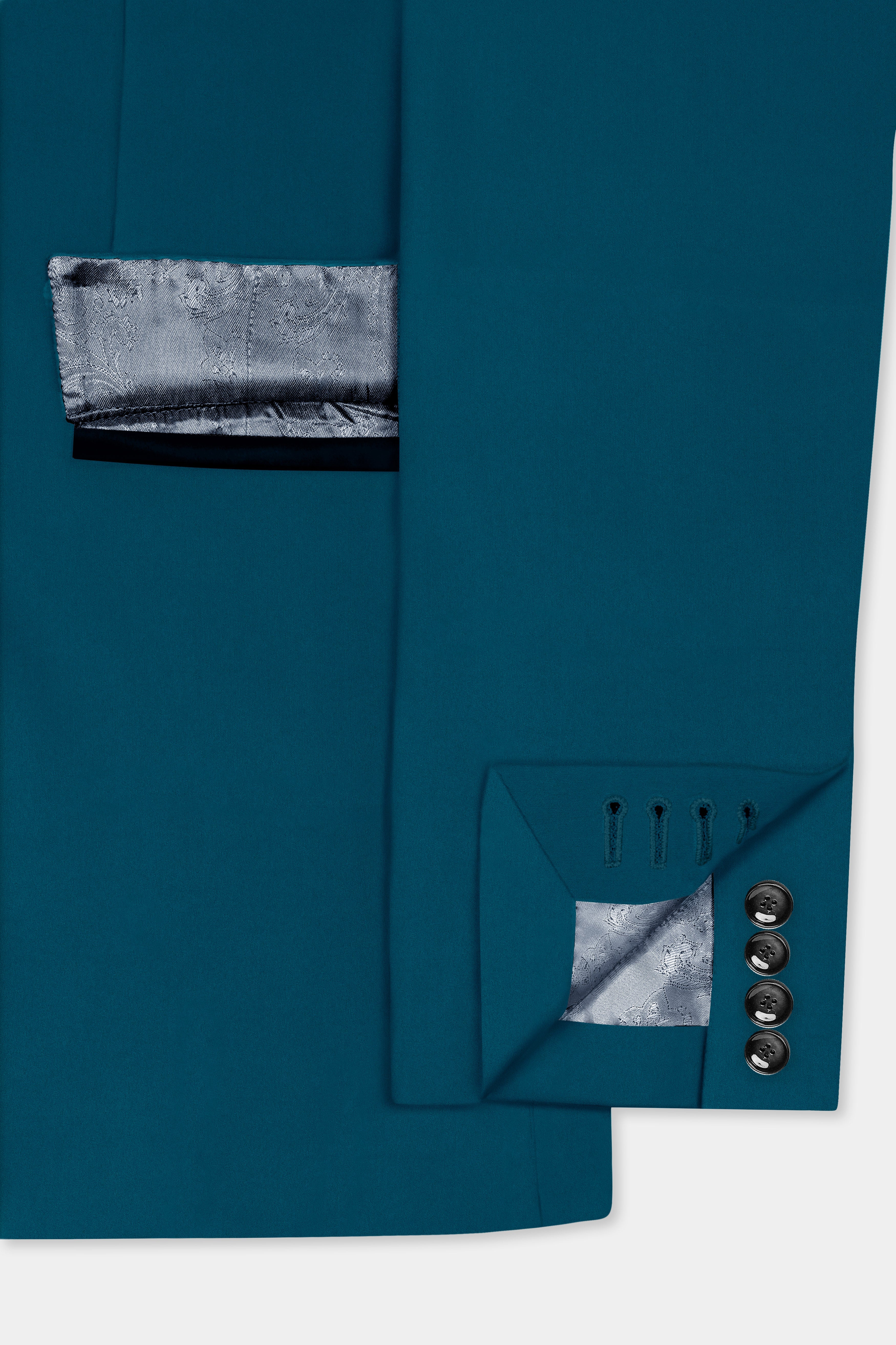 Prussian Blue Solid Wool Rich Tuxedo Stretchable traveler Suit