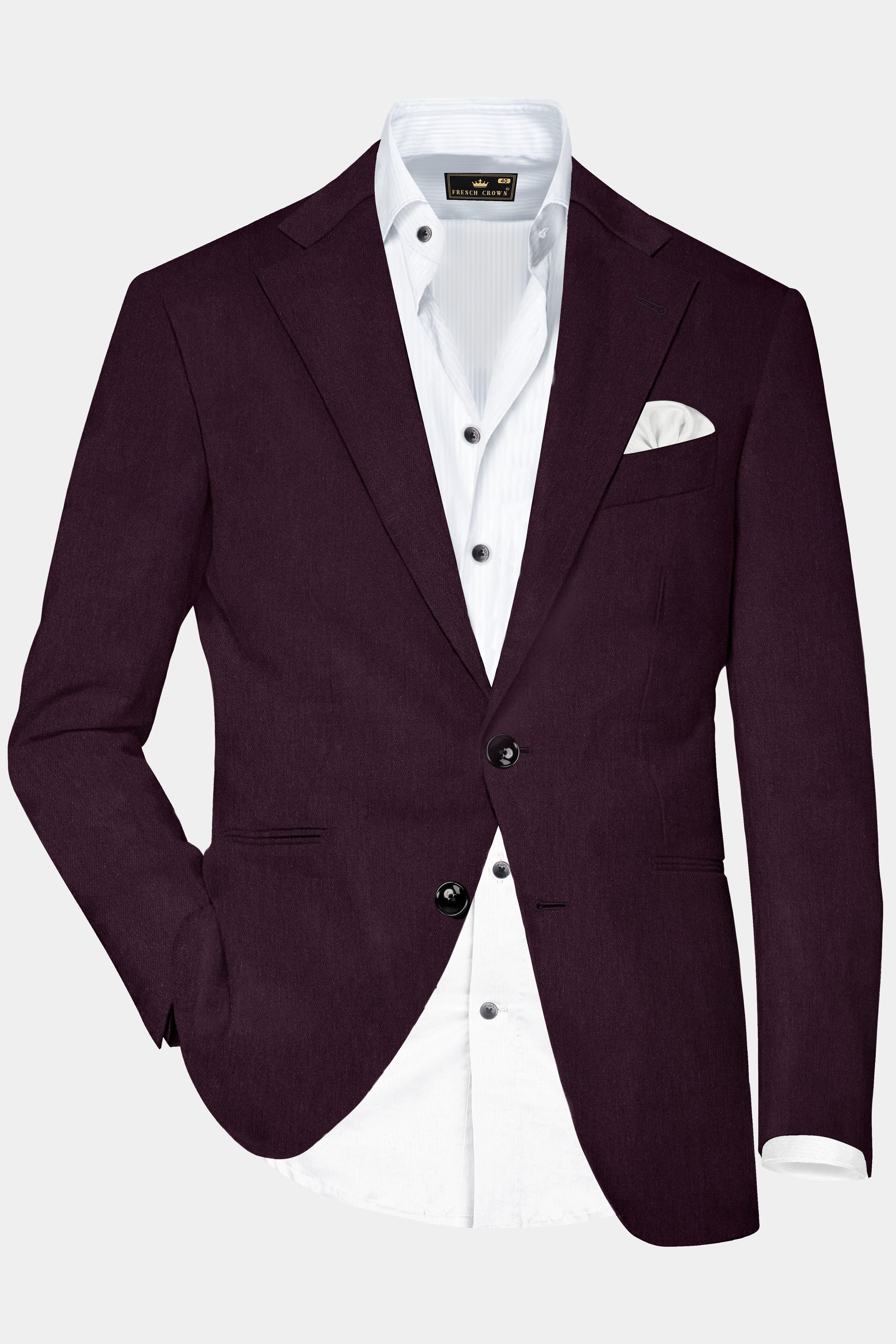 Zambezi Purple Solid Cotton Single Breasted Suit
