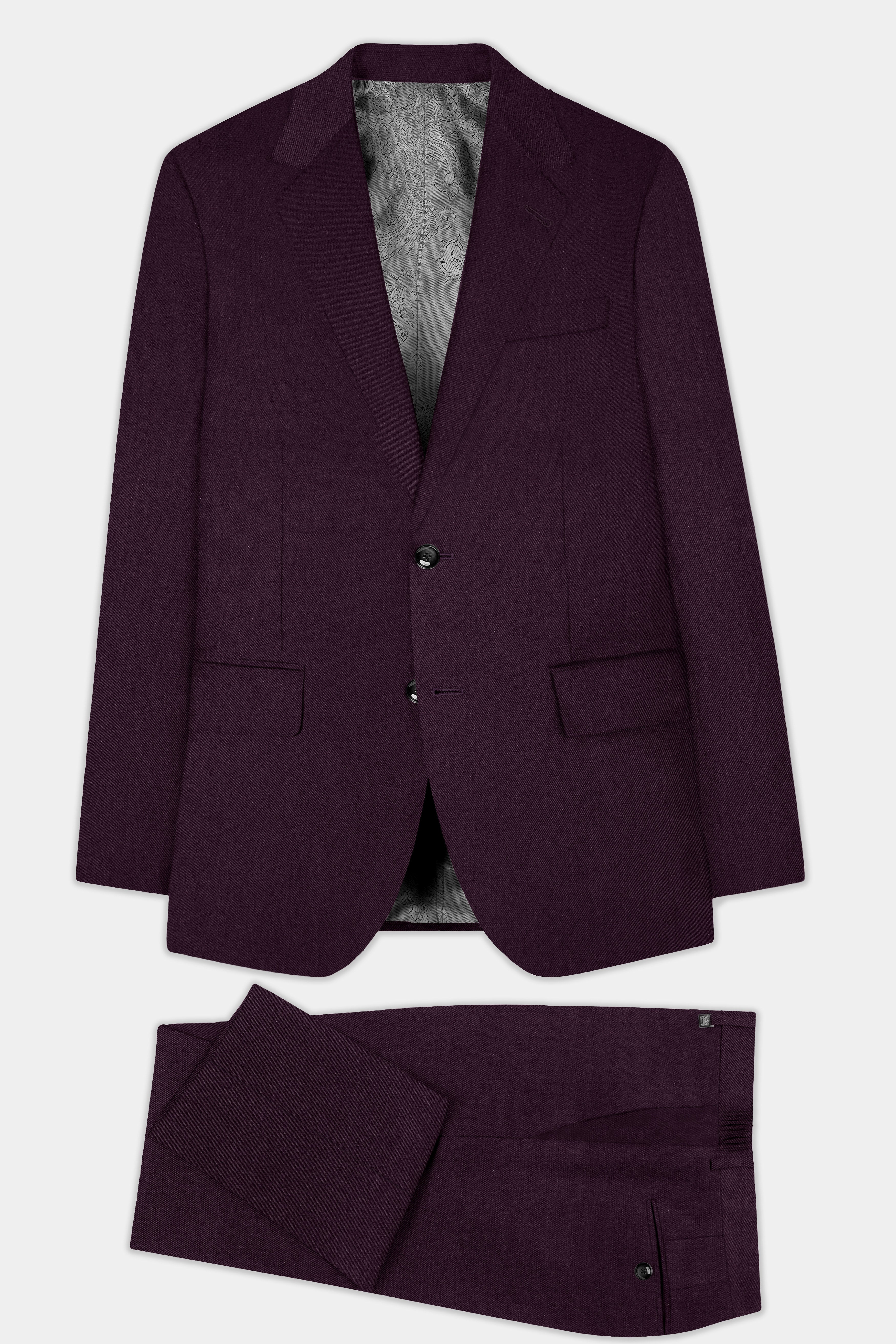 Zambezi Purple Solid Cotton Single Breasted Suit