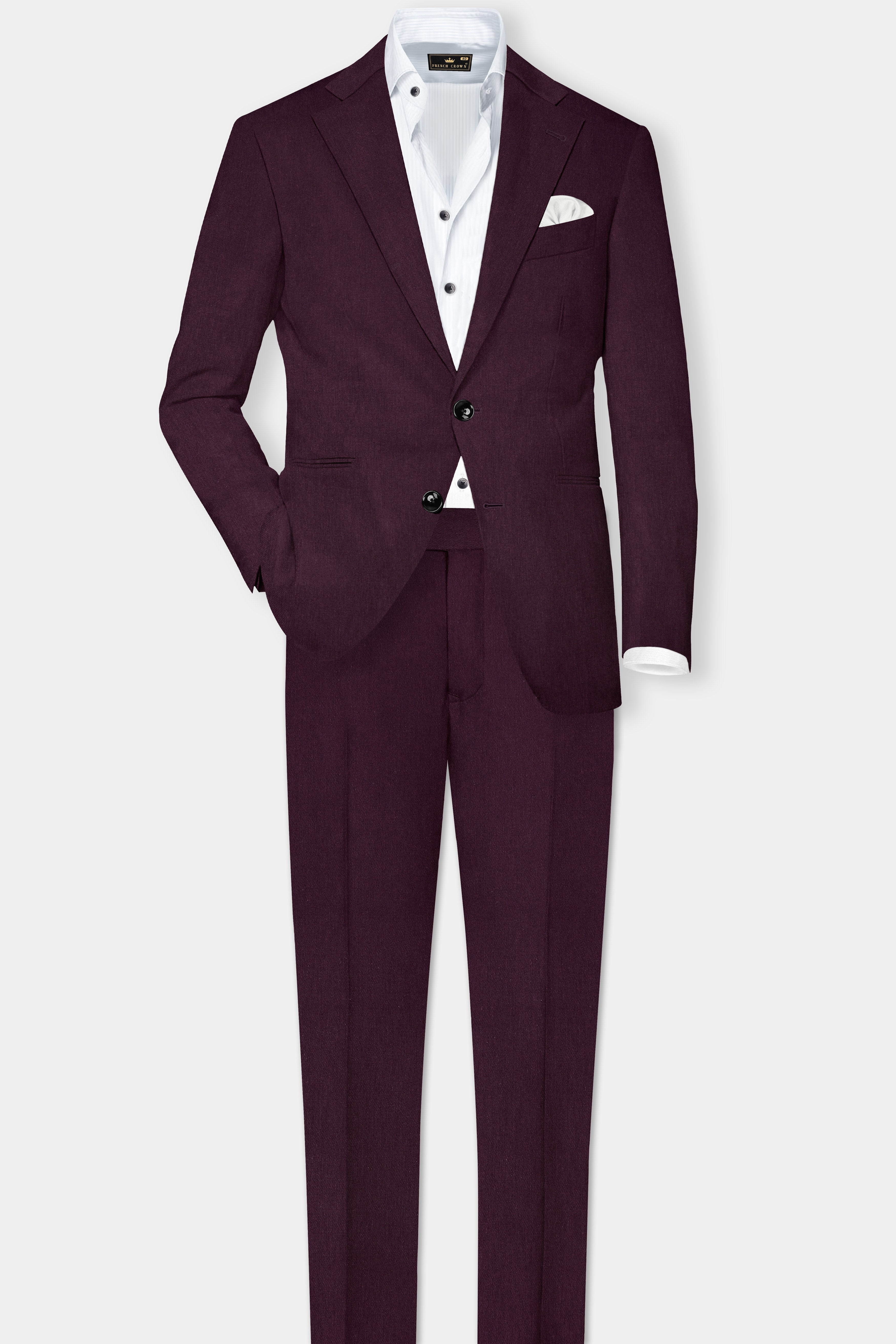 Zambezi Purple Solid Cotton Single Breasted Suit