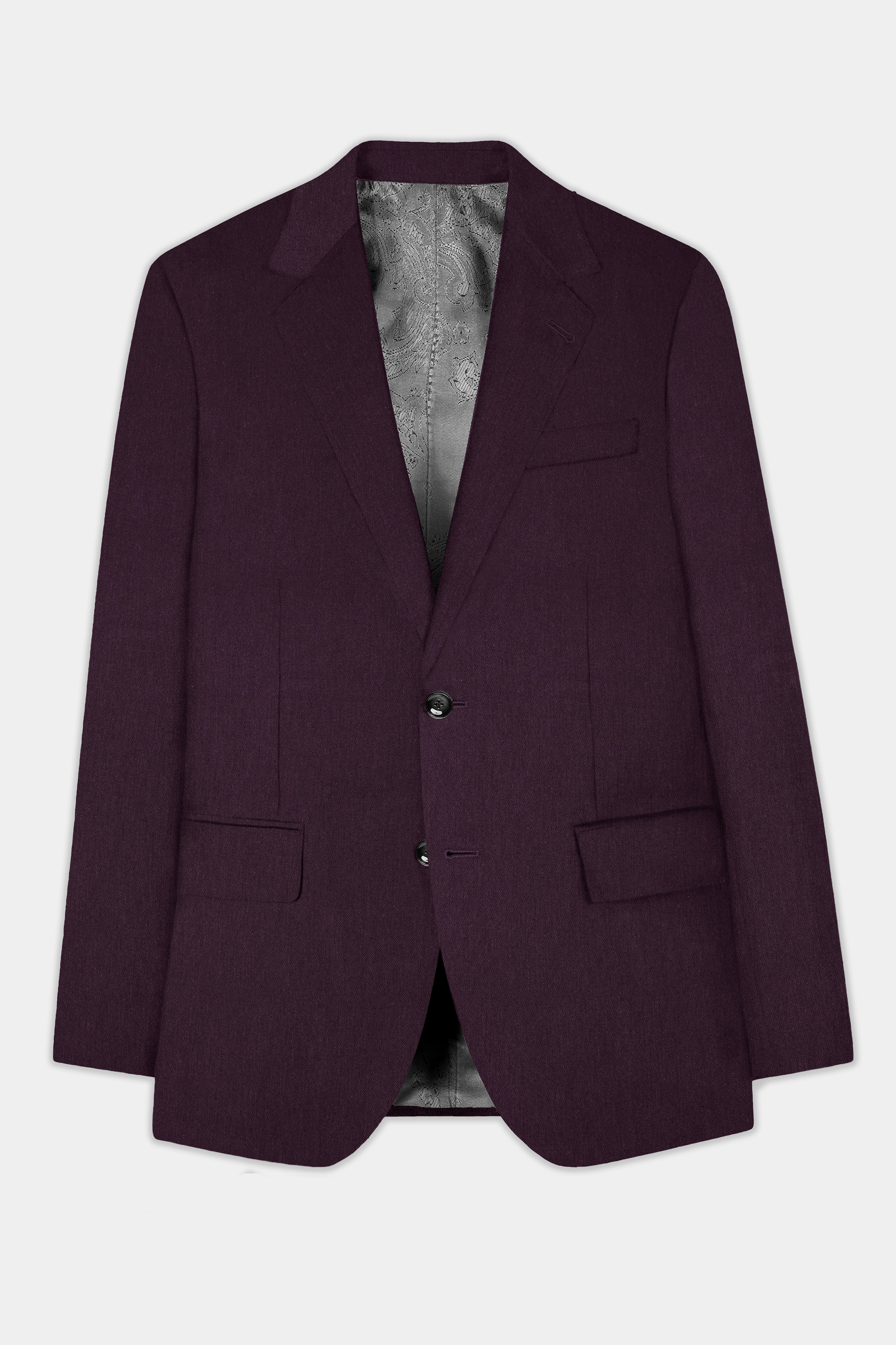 Zambezi Purple Solid Cotton Single Breasted Suit