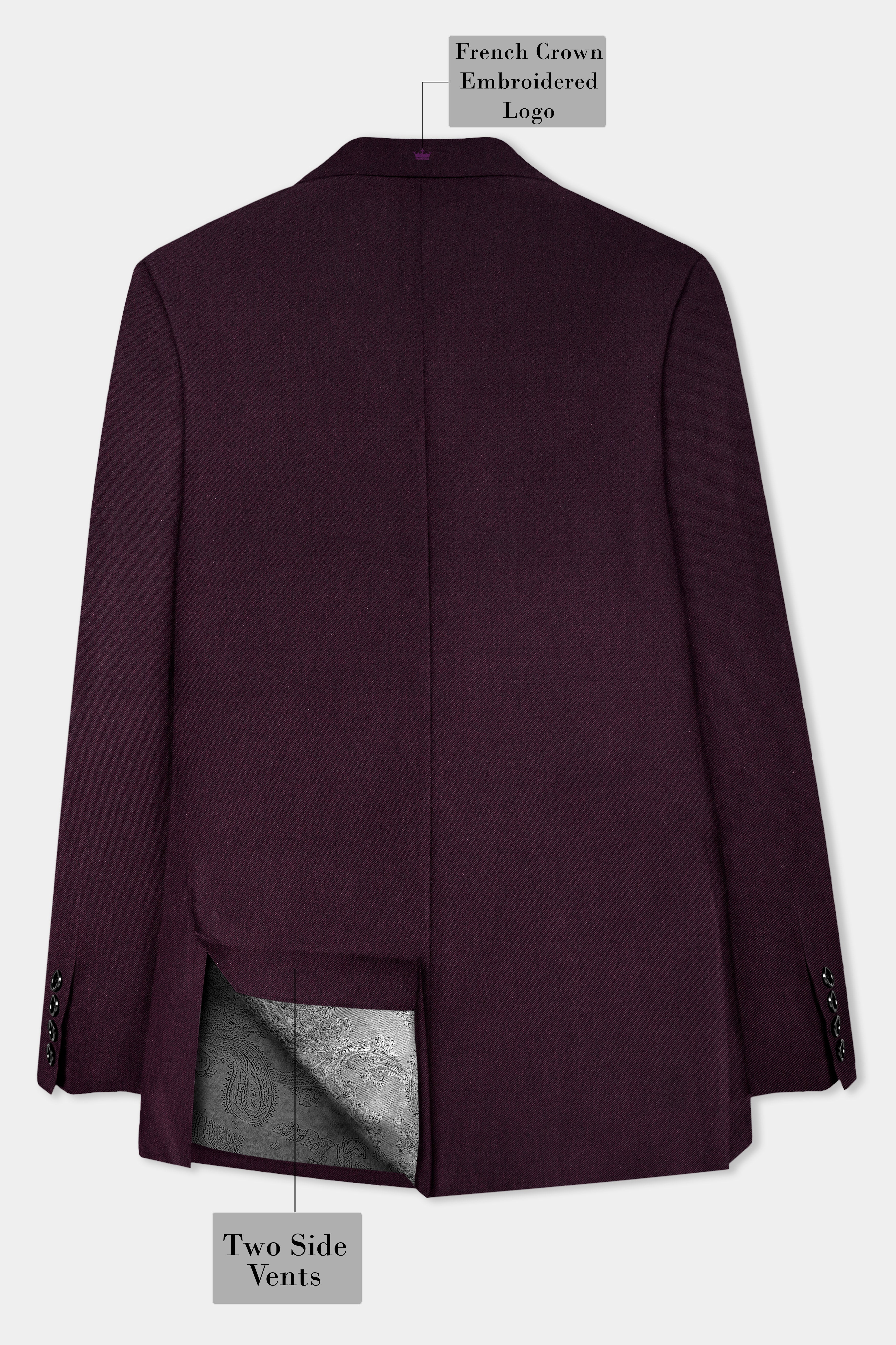 Zambezi Purple Solid Cotton Single Breasted Suit