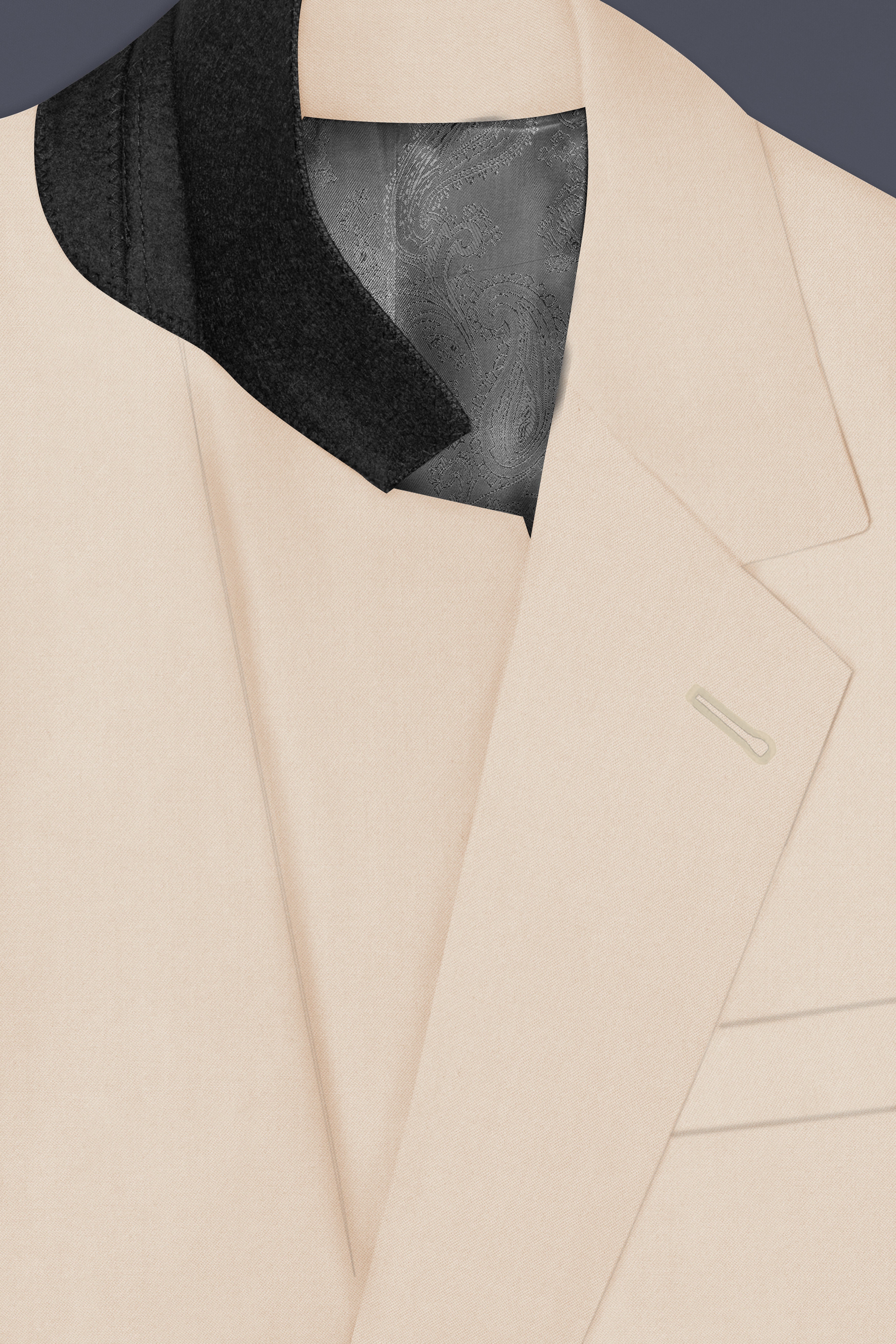 Almond Cream Solid Cotton Single Breasted Suit