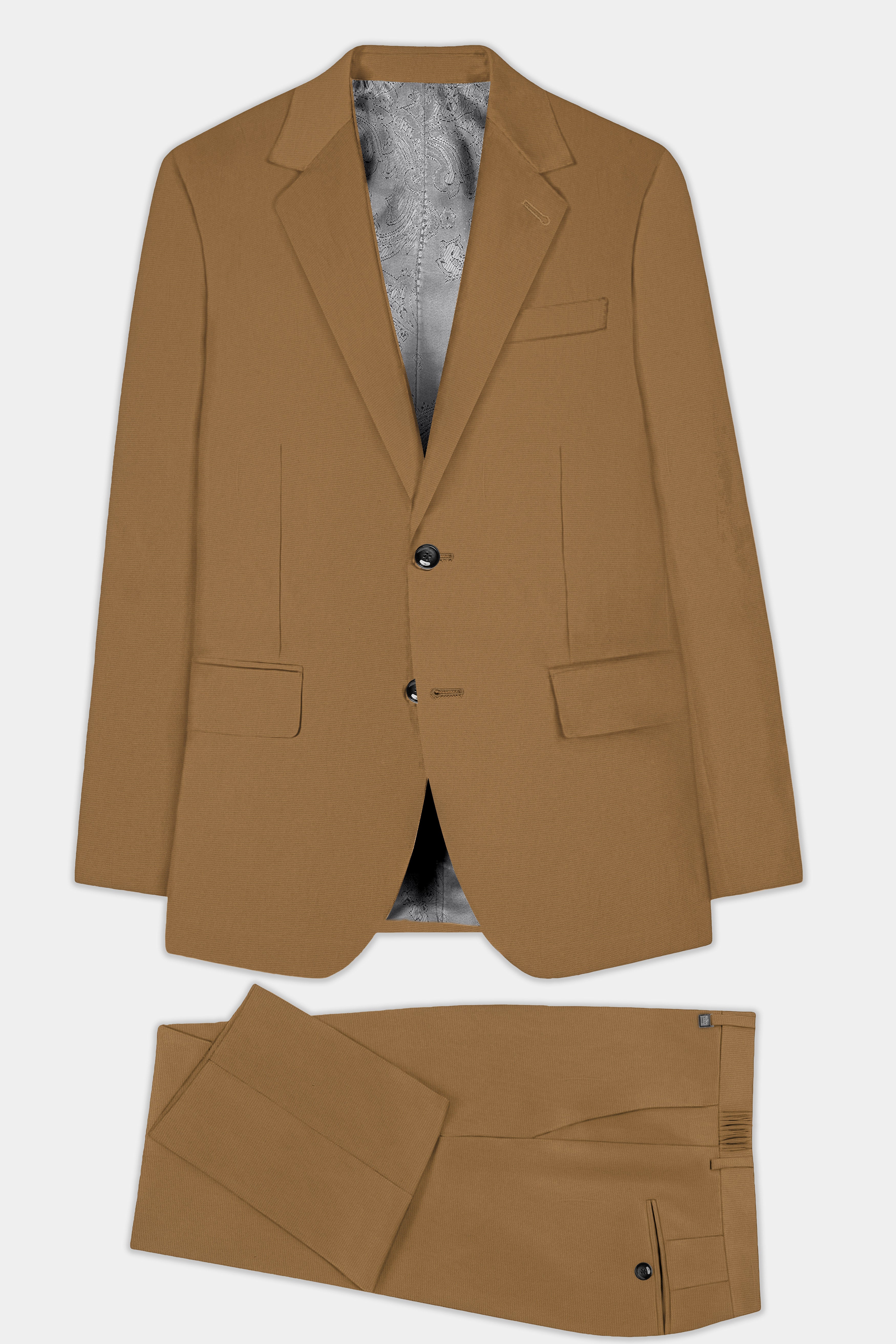 Roman Coffee Brown Solid Wool Rich Single Breasted Suit