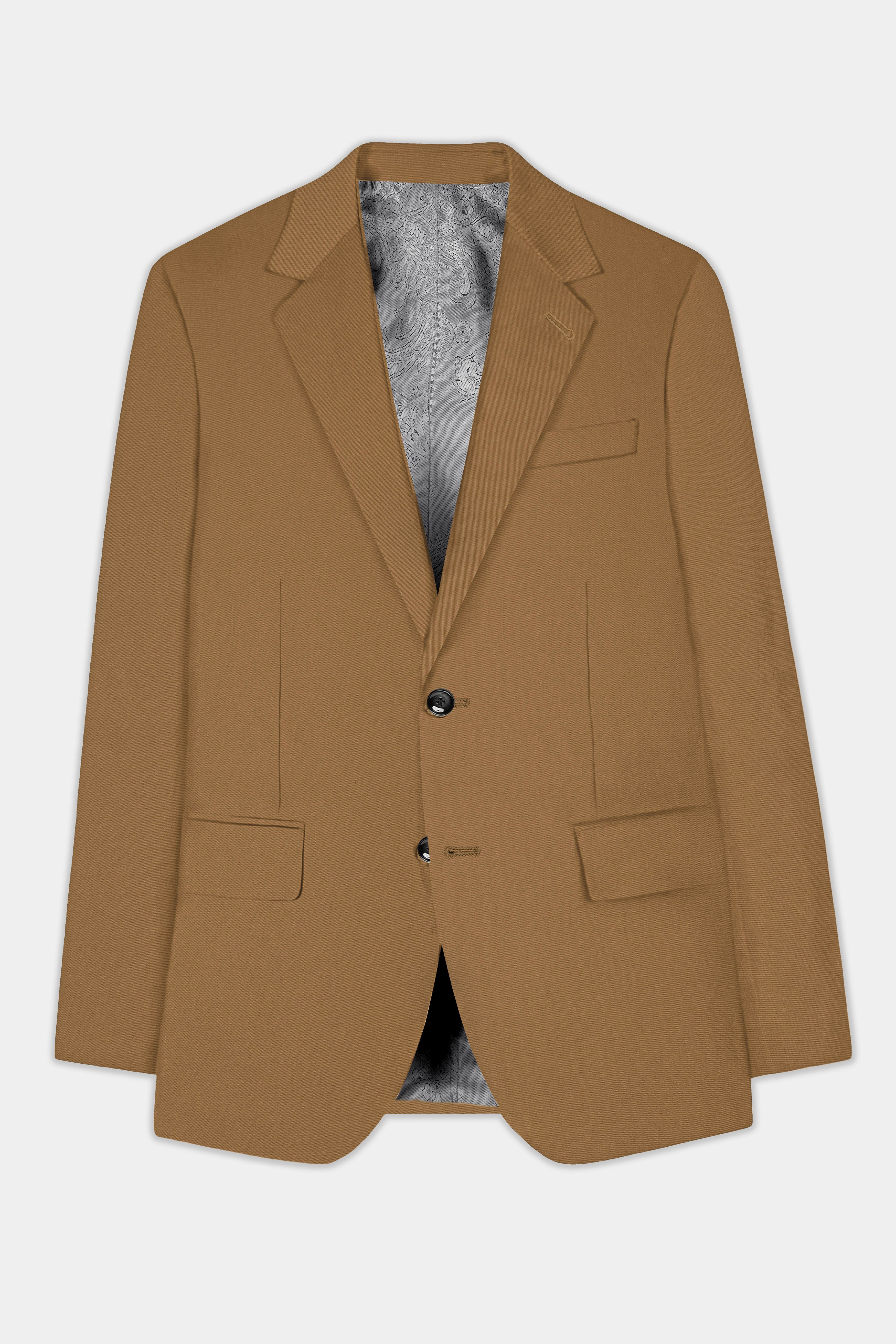 Roman Coffee Brown Solid Wool Rich Single Breasted Suit