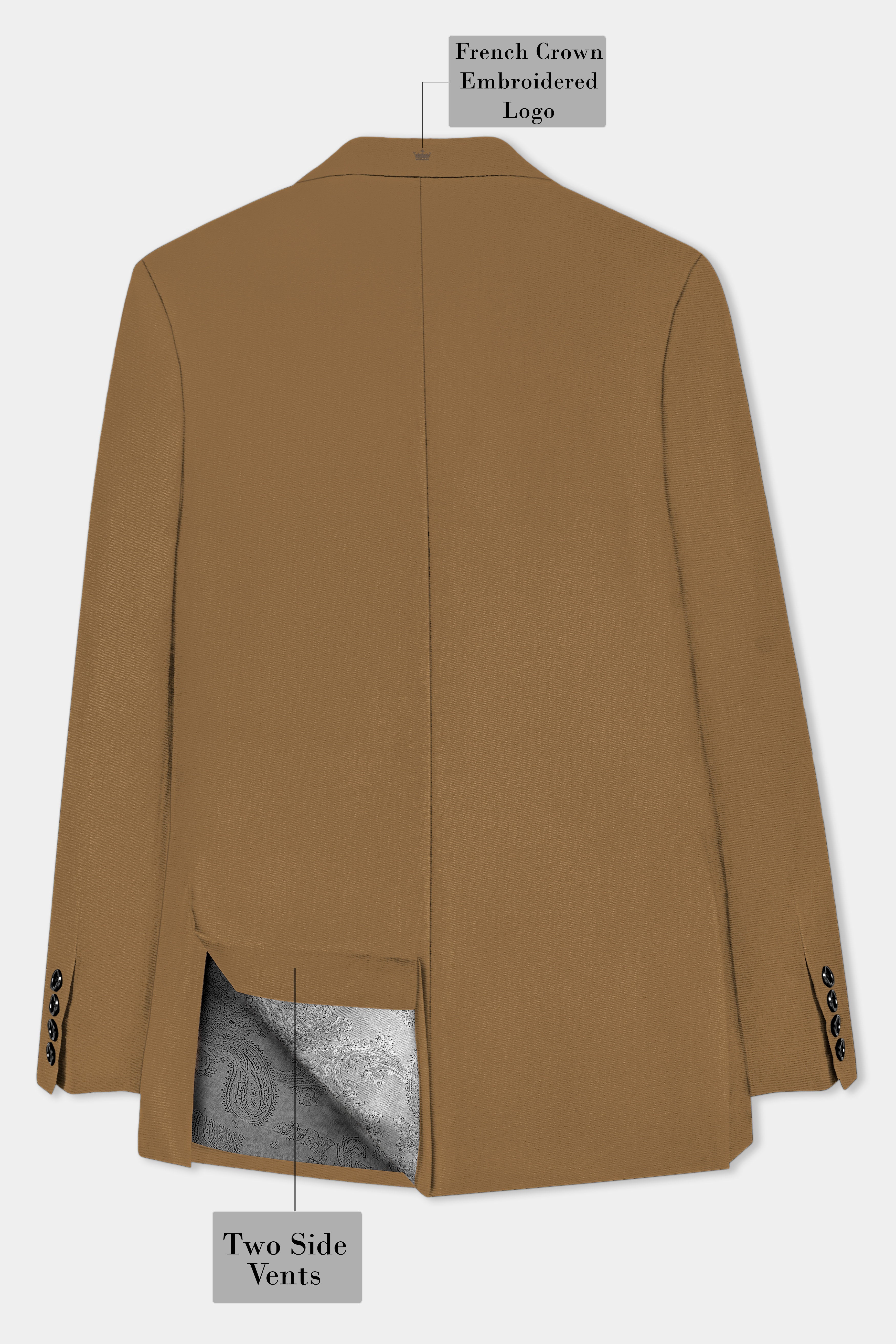 Roman Coffee Brown Solid Wool Rich Single Breasted Suit