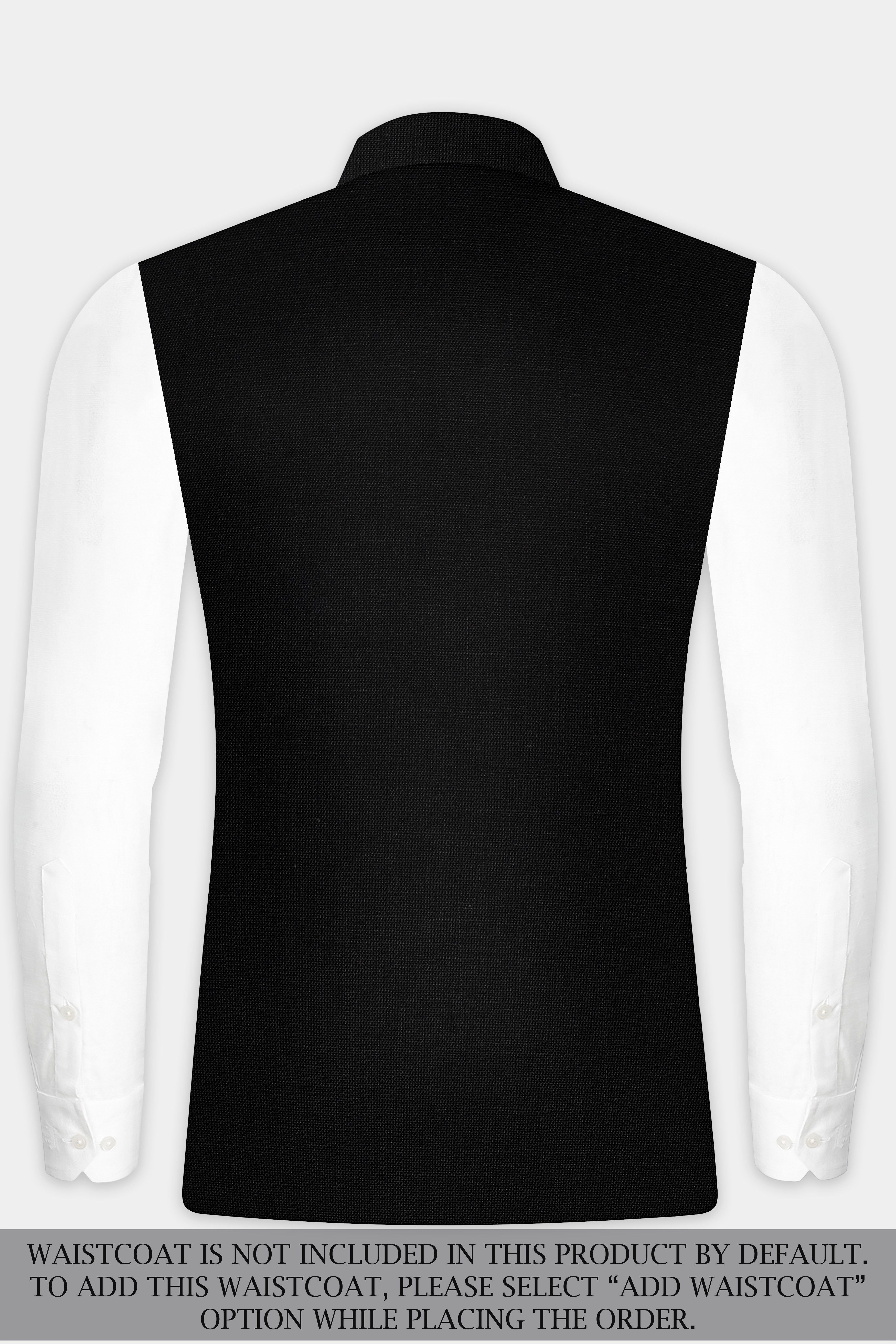 Jade Black Solid Bandhgala Luxurious Linen Suit