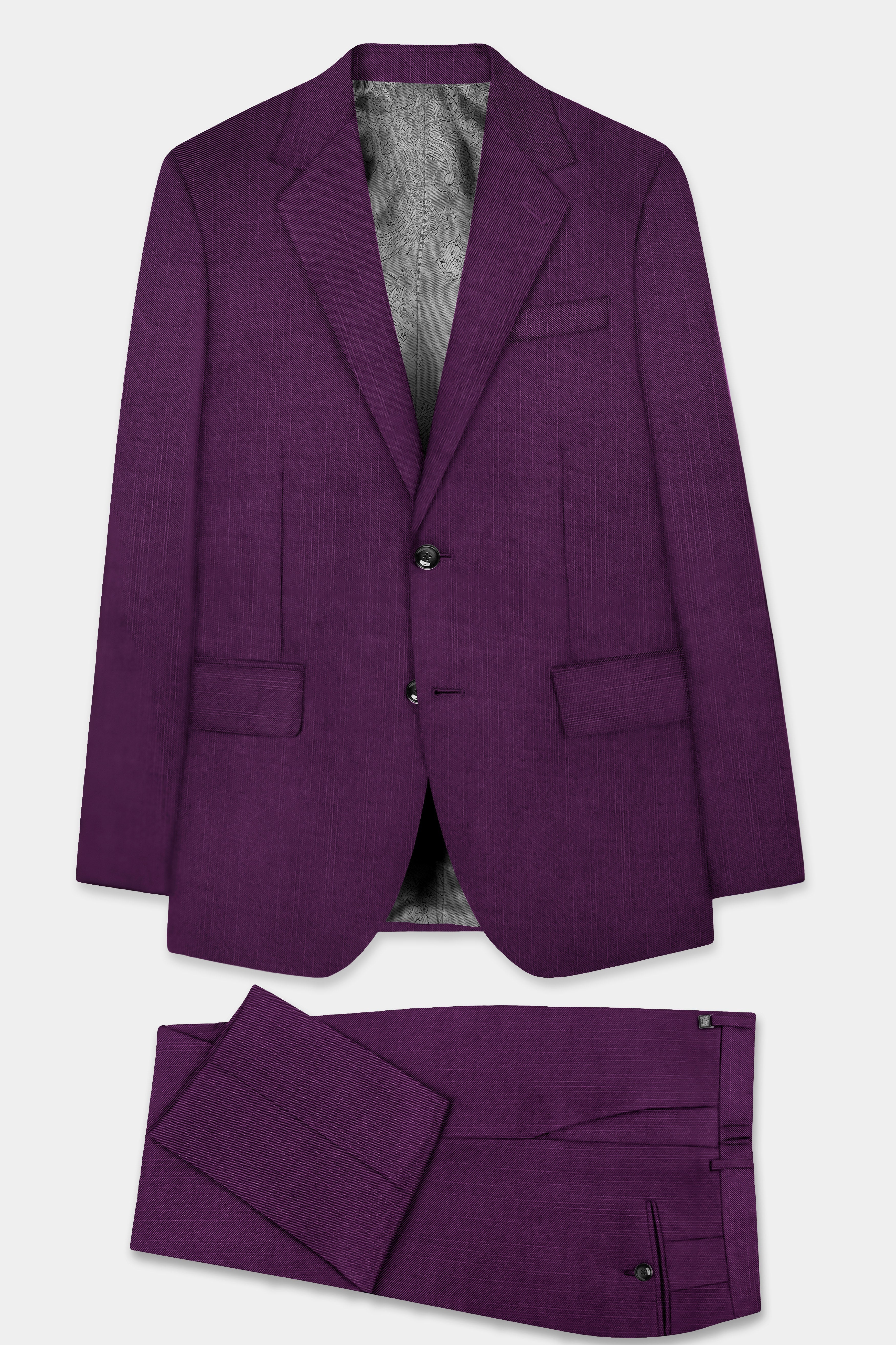 Orchid-Grape Purple Solid Wool Rich Single Breasted Stretchable traveler Suit