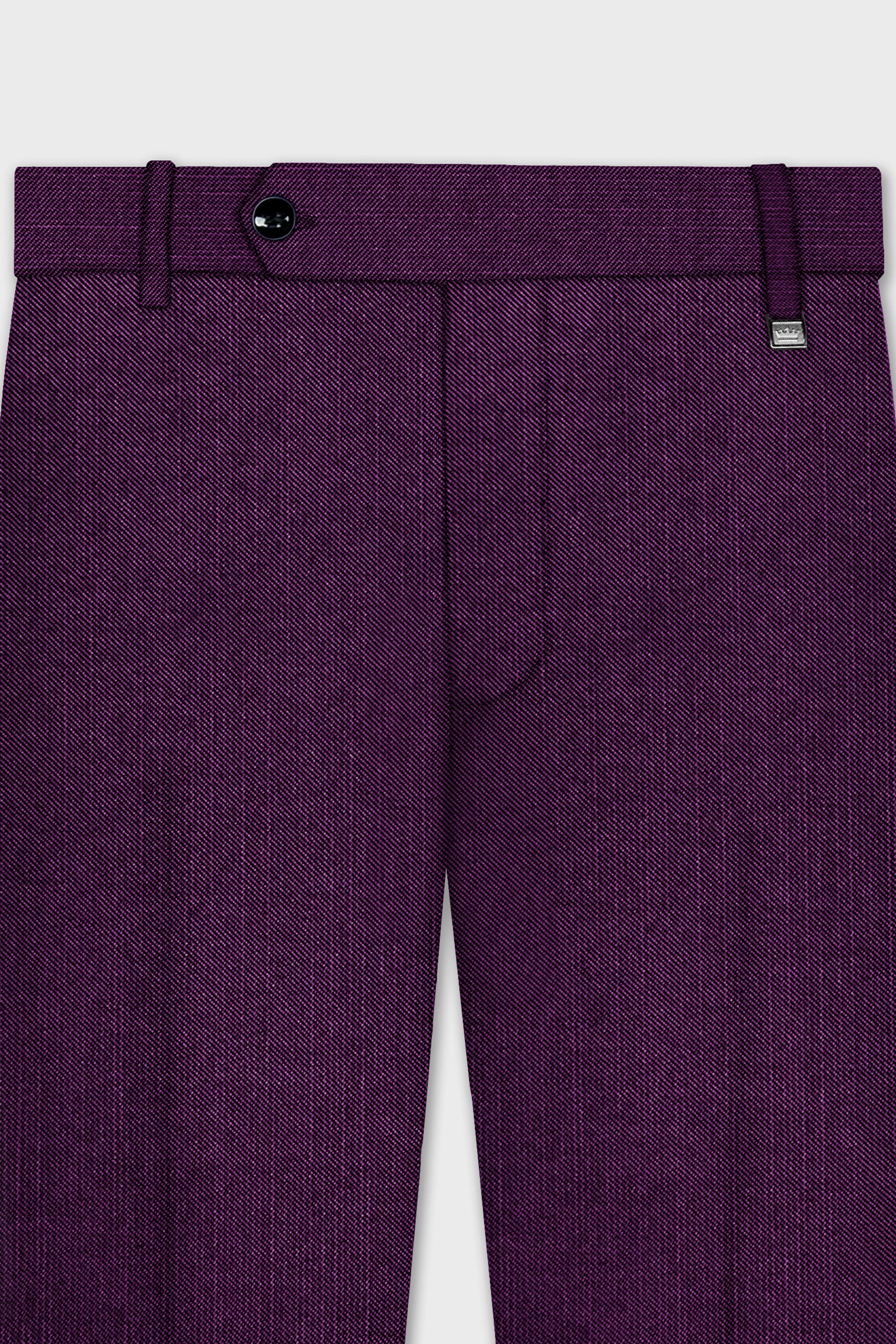 Orchid-Grape Purple Solid Wool Rich Single Breasted Slight Stretch Suit