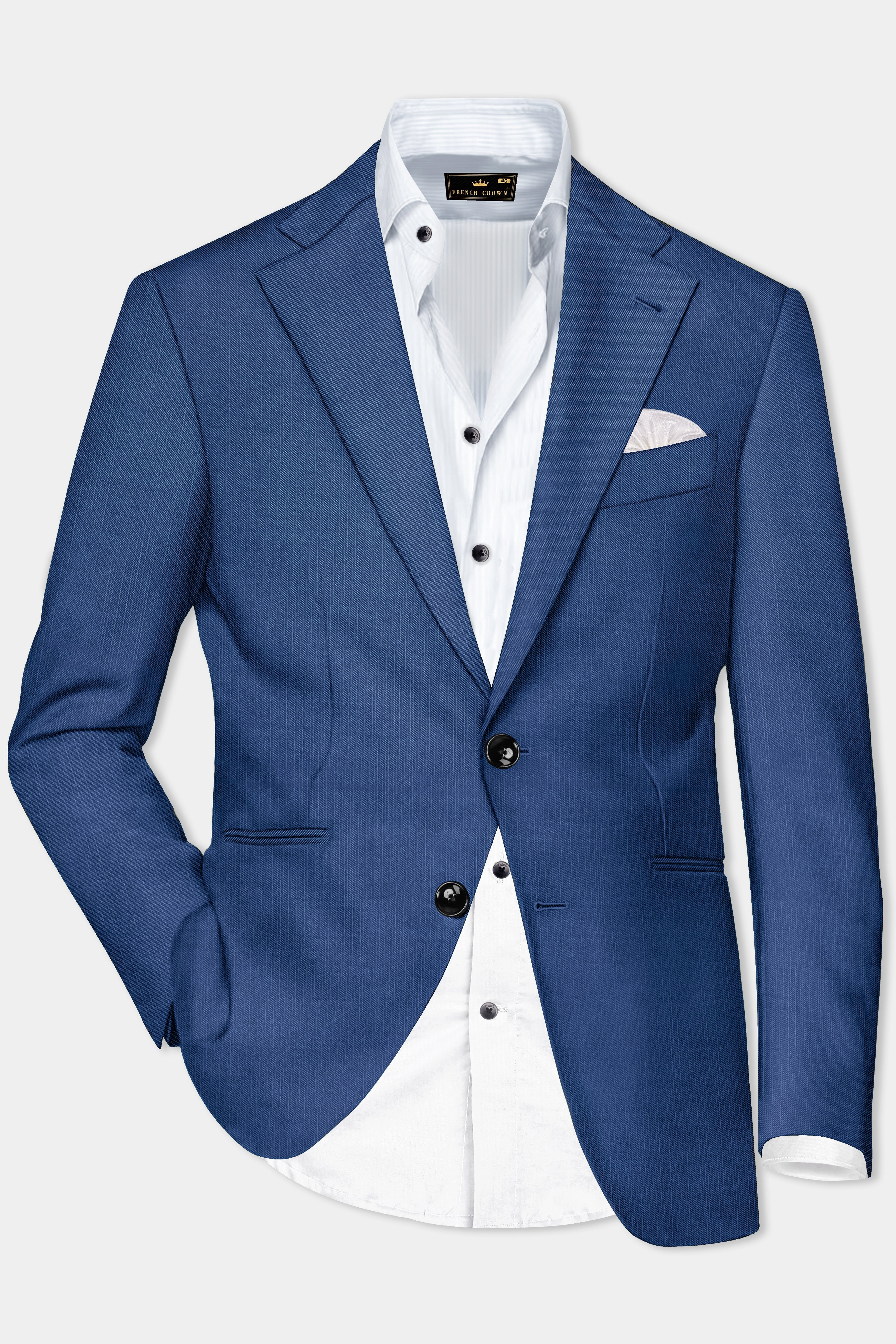 Marinoir-Cello Blue Solid Wool Rich Single Breasted Stretchable traveler Suit