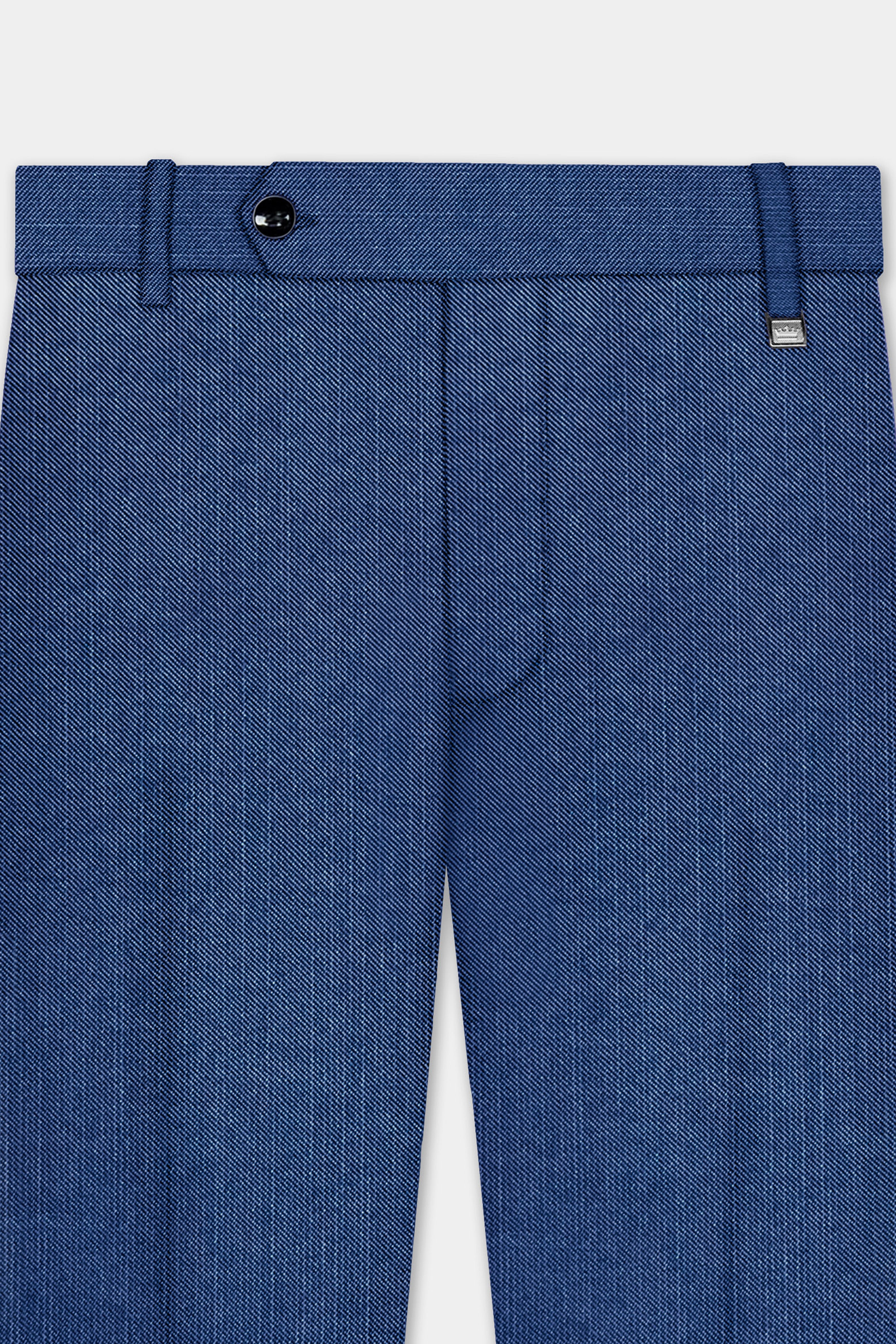 Marinoir-Cello Blue Solid Wool Rich Single Breasted Stretchable traveler Suit
