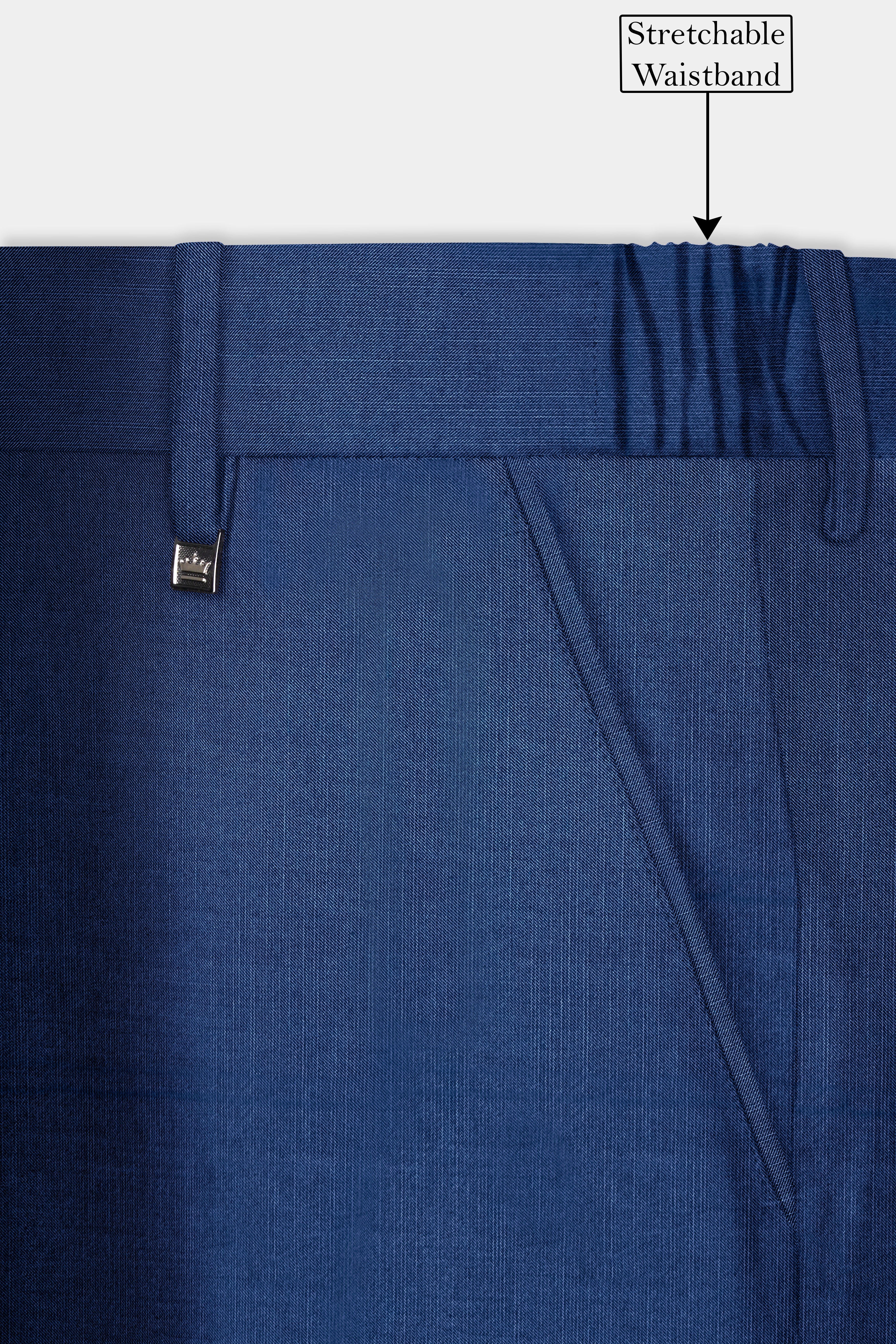 Marinoir-Cello Blue Solid Wool Rich Single Breasted Stretchable traveler Suit