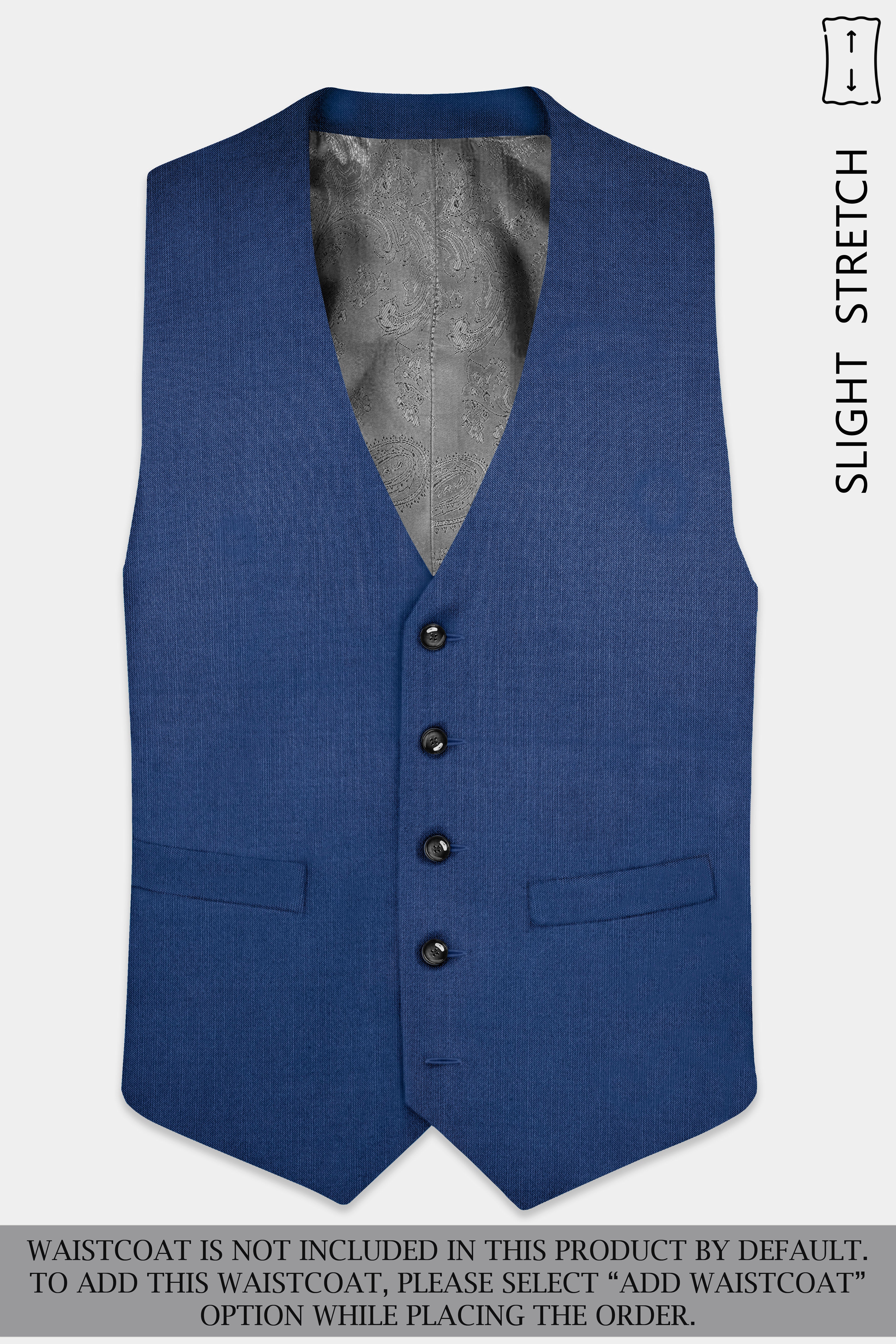 Marinoir-Cello Blue Solid Wool Rich Single Breasted Slight Stretch Suit