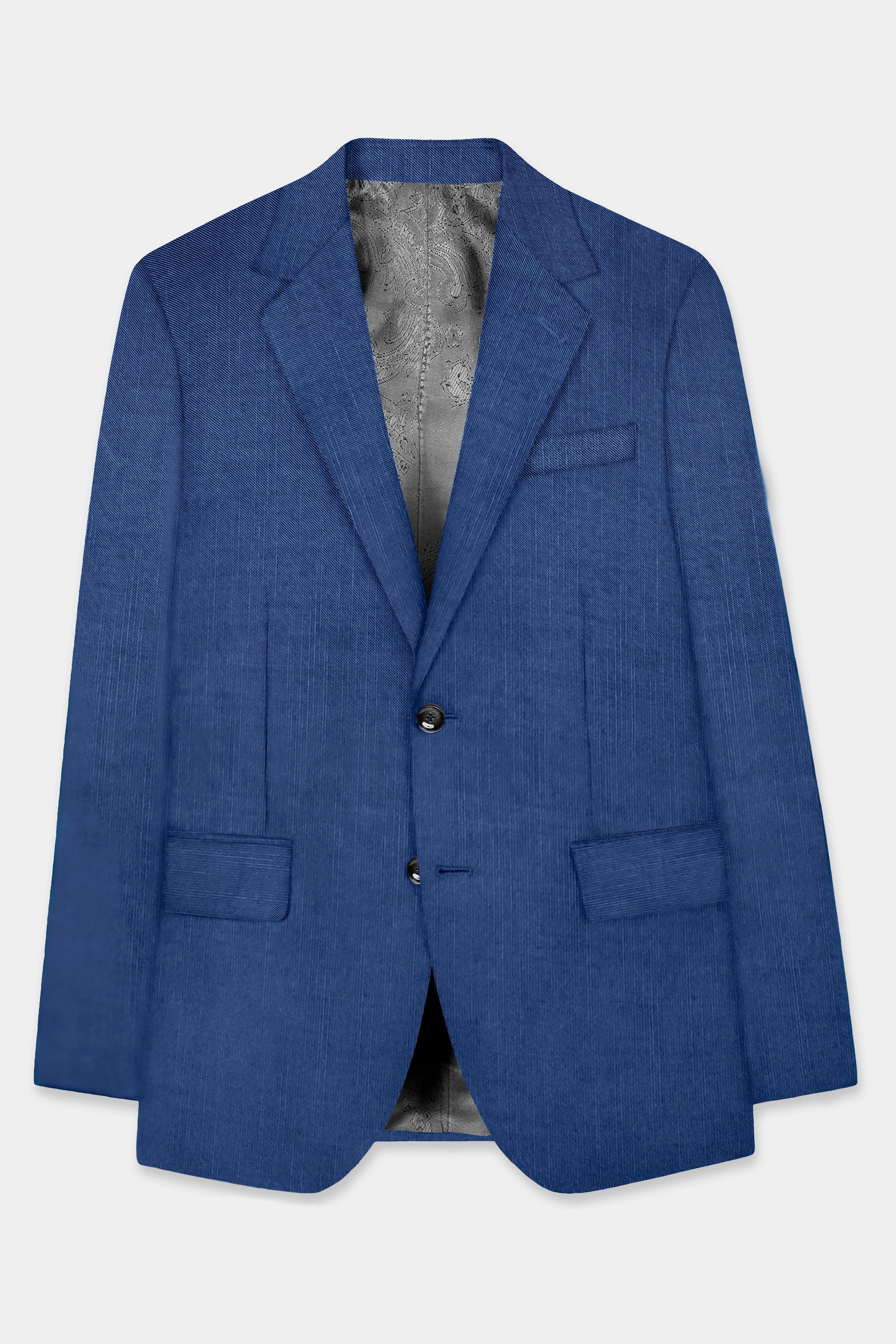 Marinoir-Cello Blue Solid Wool Rich Single Breasted Slight Stretch Suit