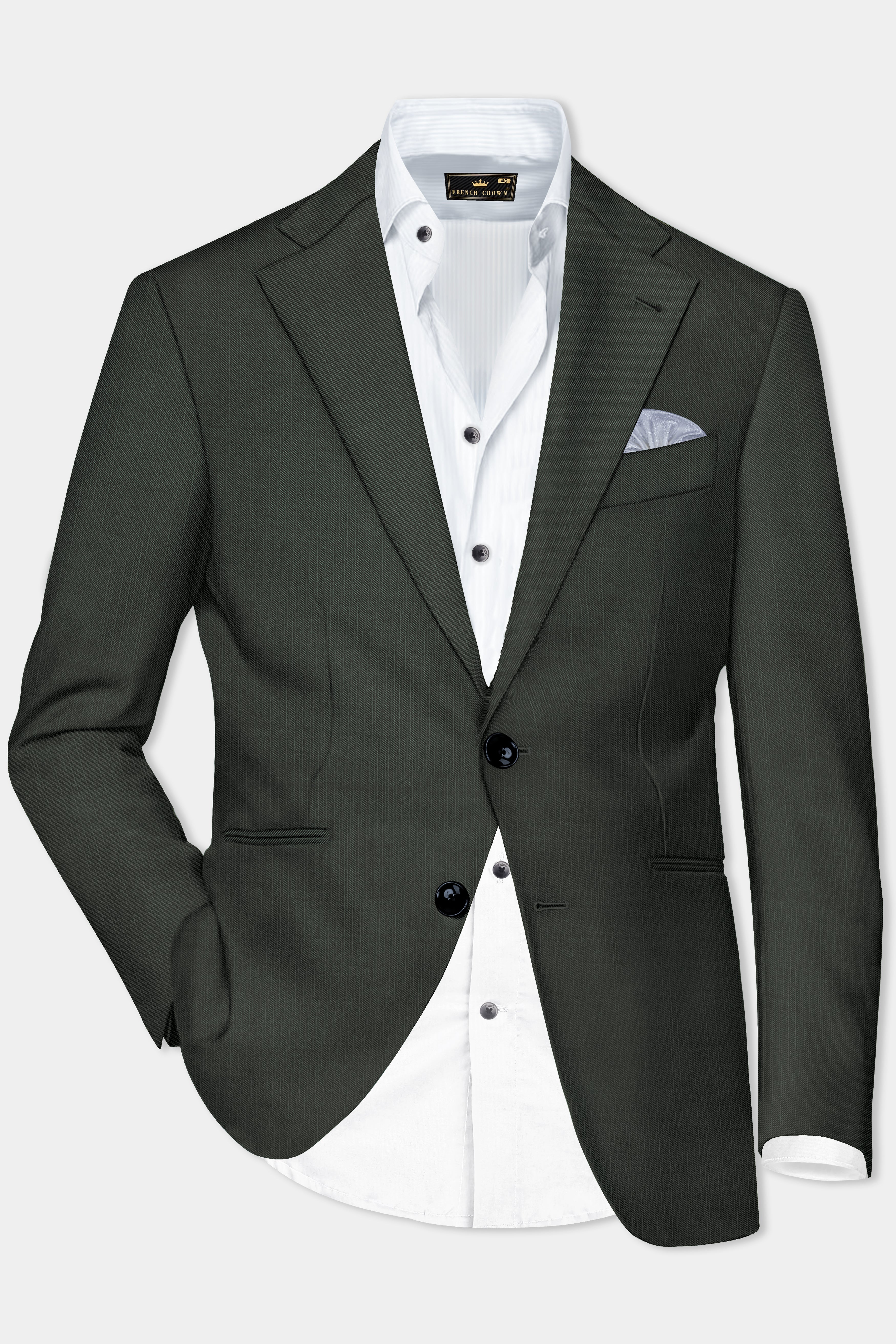 Shafton-Mine Shaft Green Solid Wool Rich Single Breasted Stretchable traveler Suit