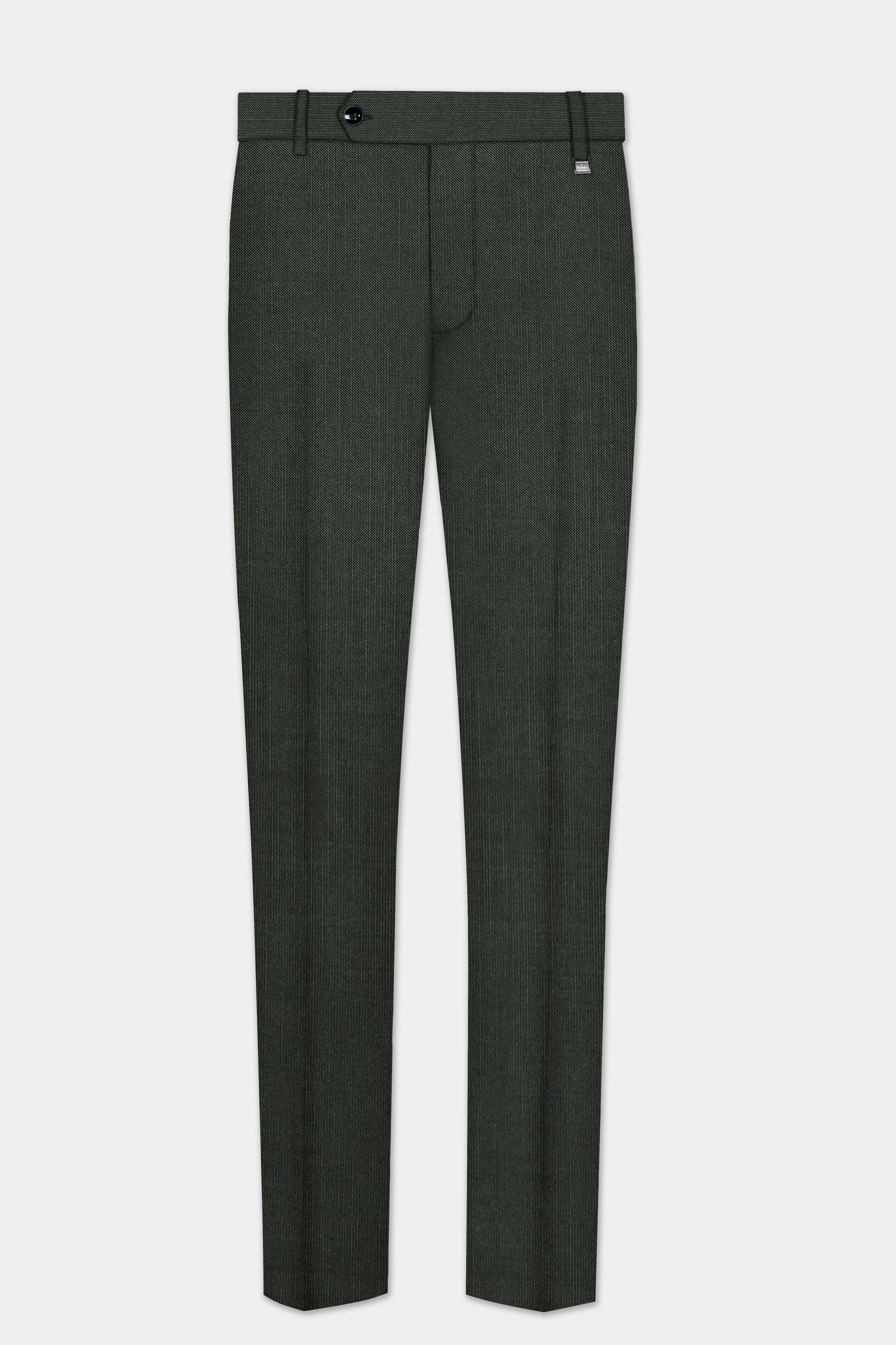 Shafton-Mine Shaft Green Solid Wool Rich Single Breasted Stretchable traveler Suit