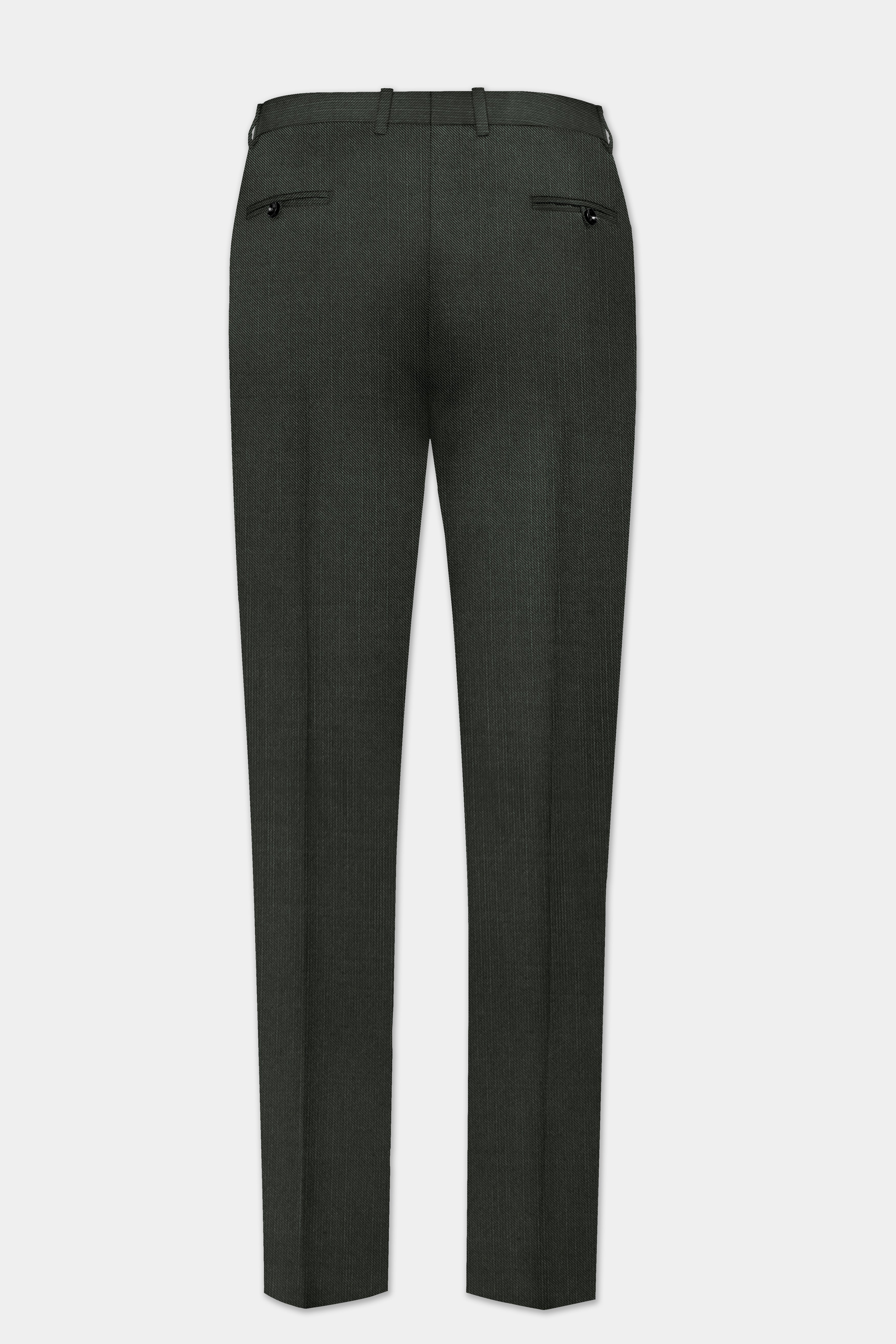 Shafton-Mine Shaft Green Solid Wool Rich Single Breasted Stretchable traveler Suit