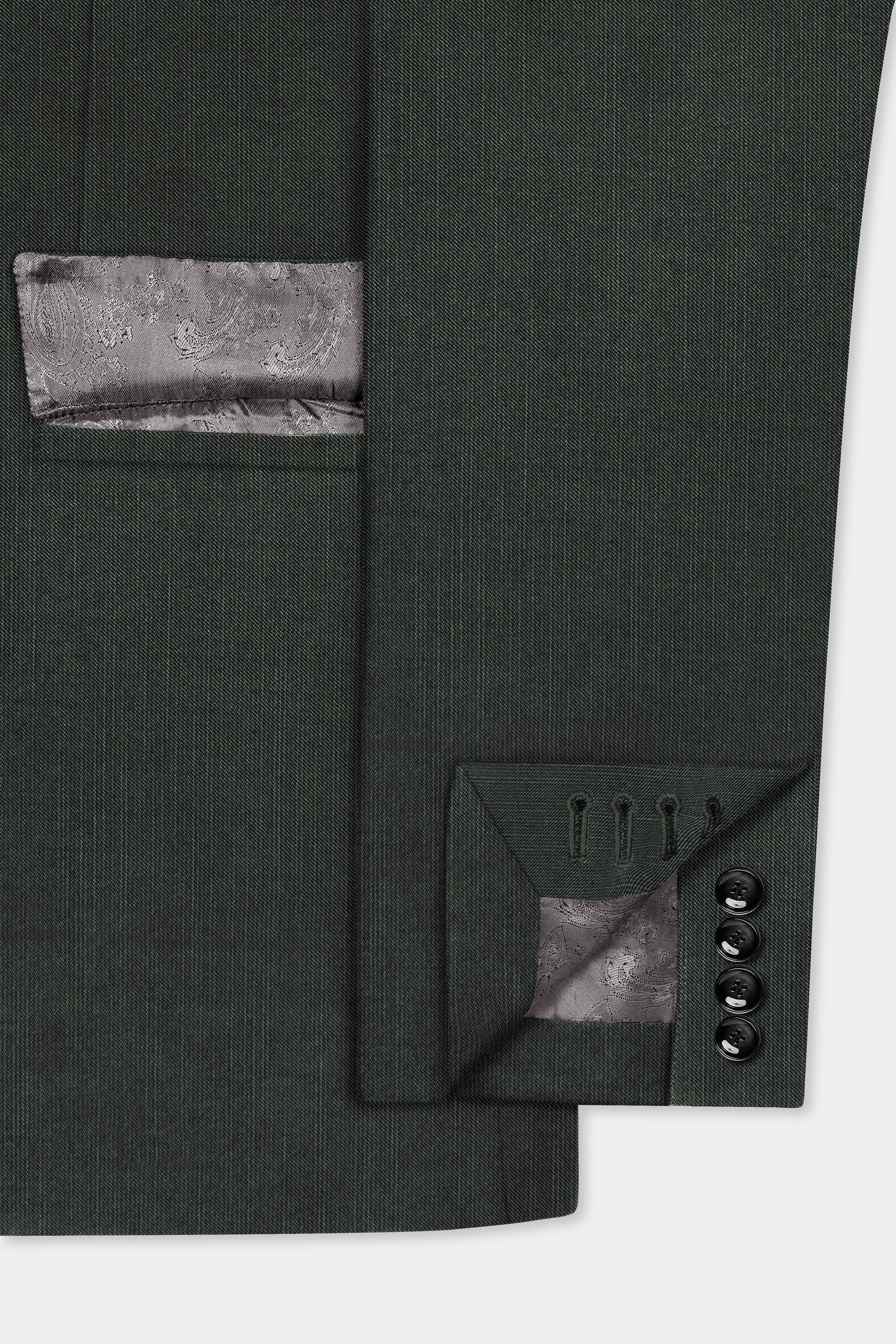 Shafton-Mine Shaft Green Solid Wool Rich Single Breasted Stretchable traveler Suit