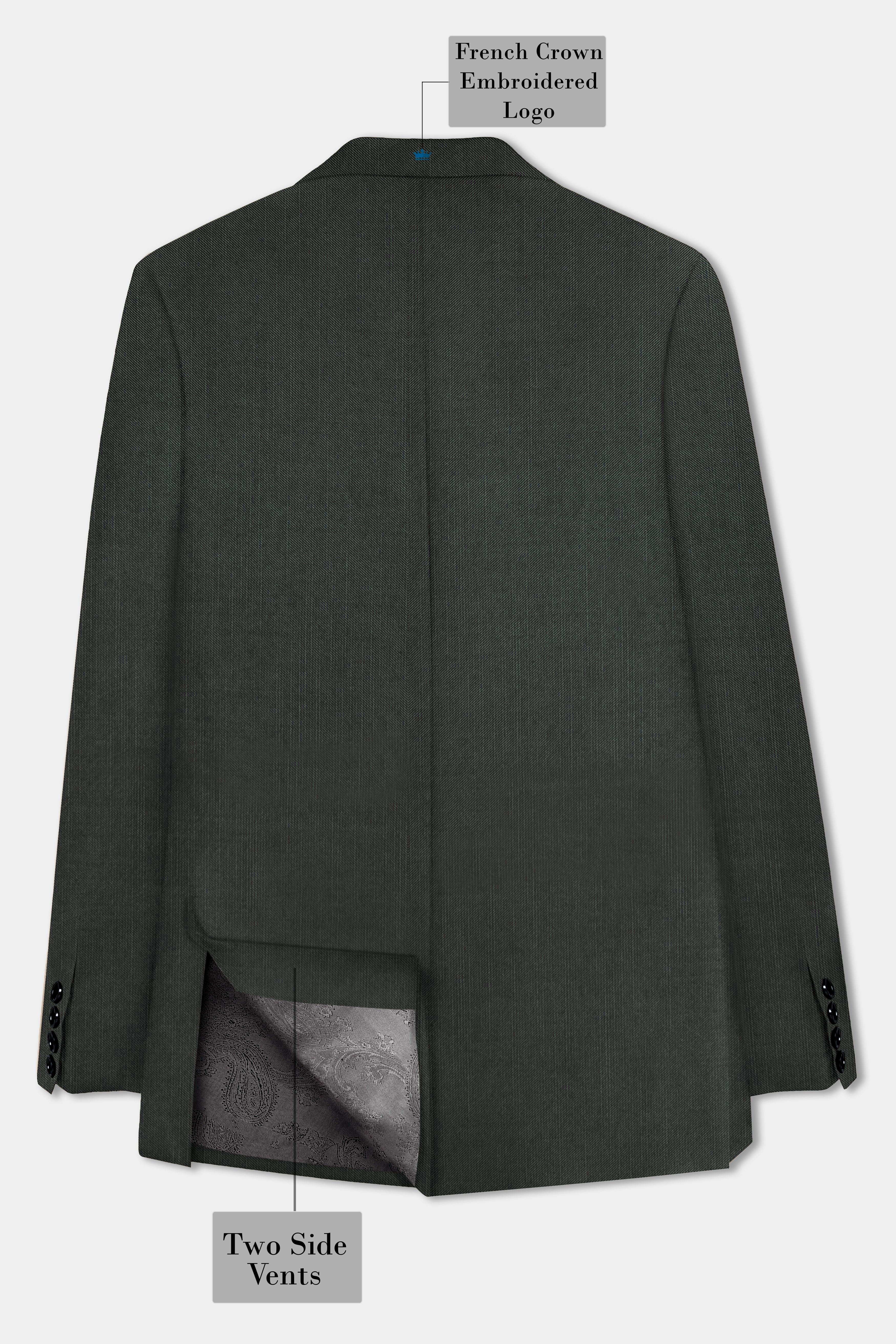 Shafton-Mine Shaft Green Solid Wool Rich Single Breasted Stretchable traveler Suit