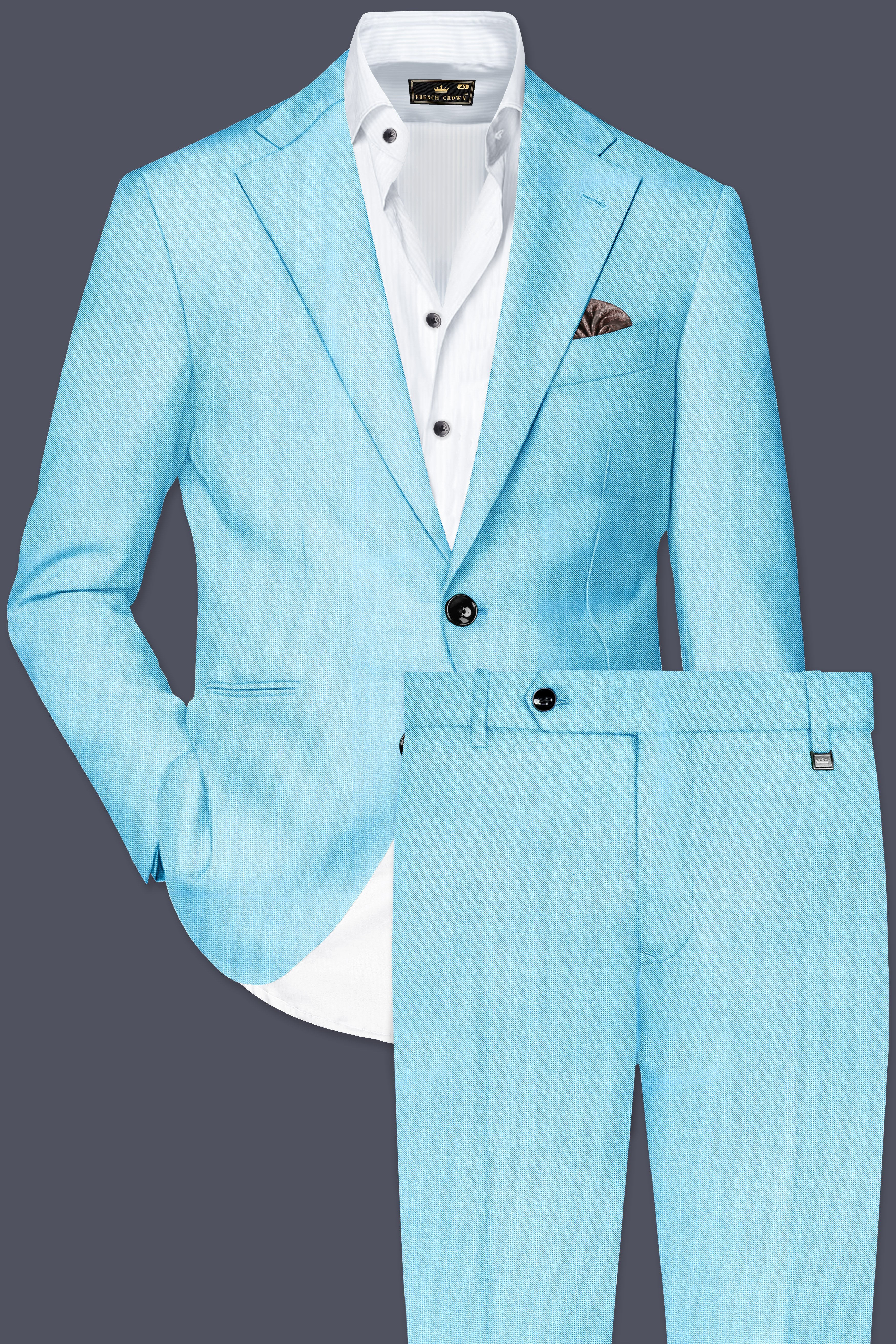 Iceland-Aquamarine Blue Solid Wool Rich Single Breasted Stretchable traveler Suit