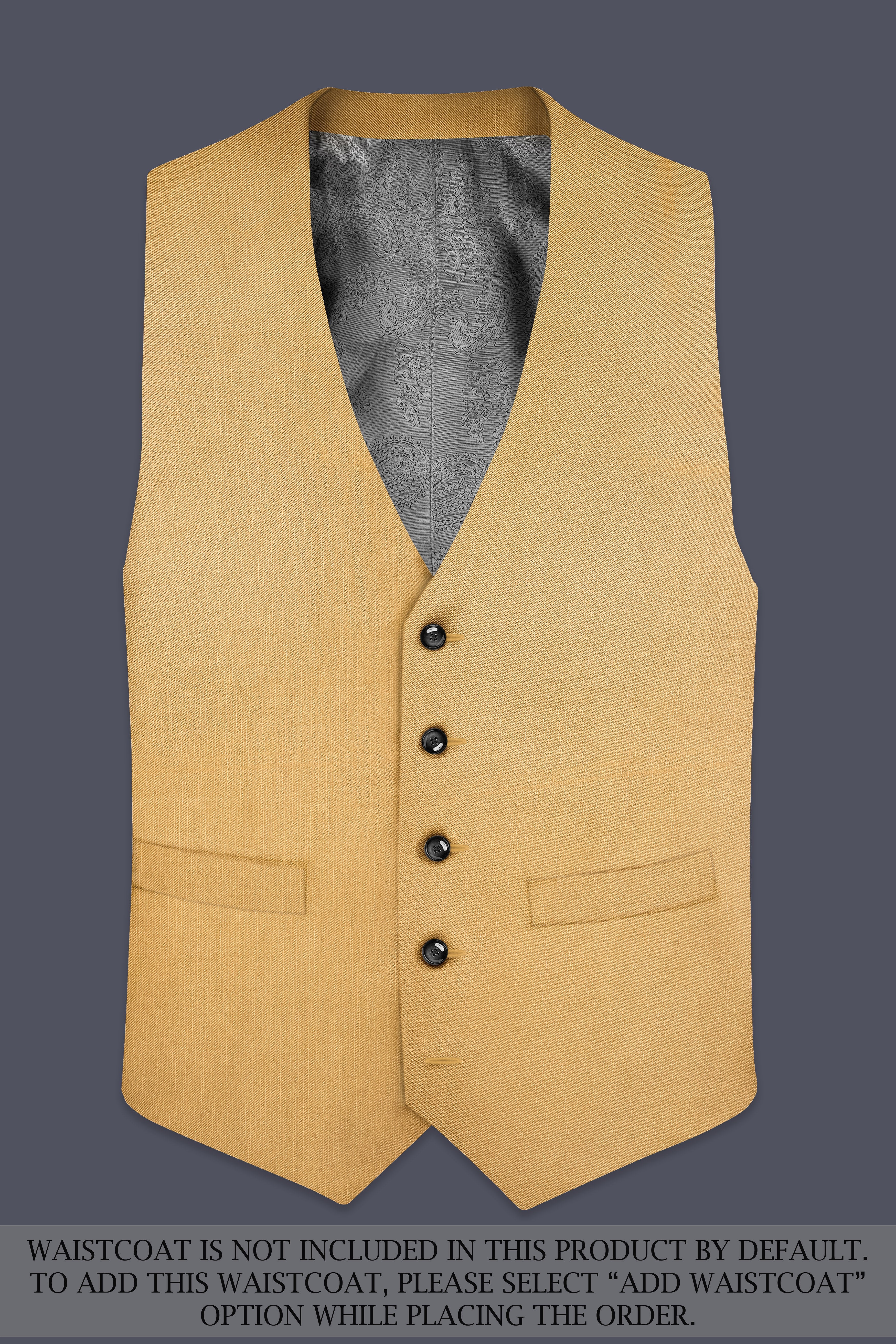 Marula-Desert Yellow Solid Wool Rich Single Breasted Stretchable traveler Suit