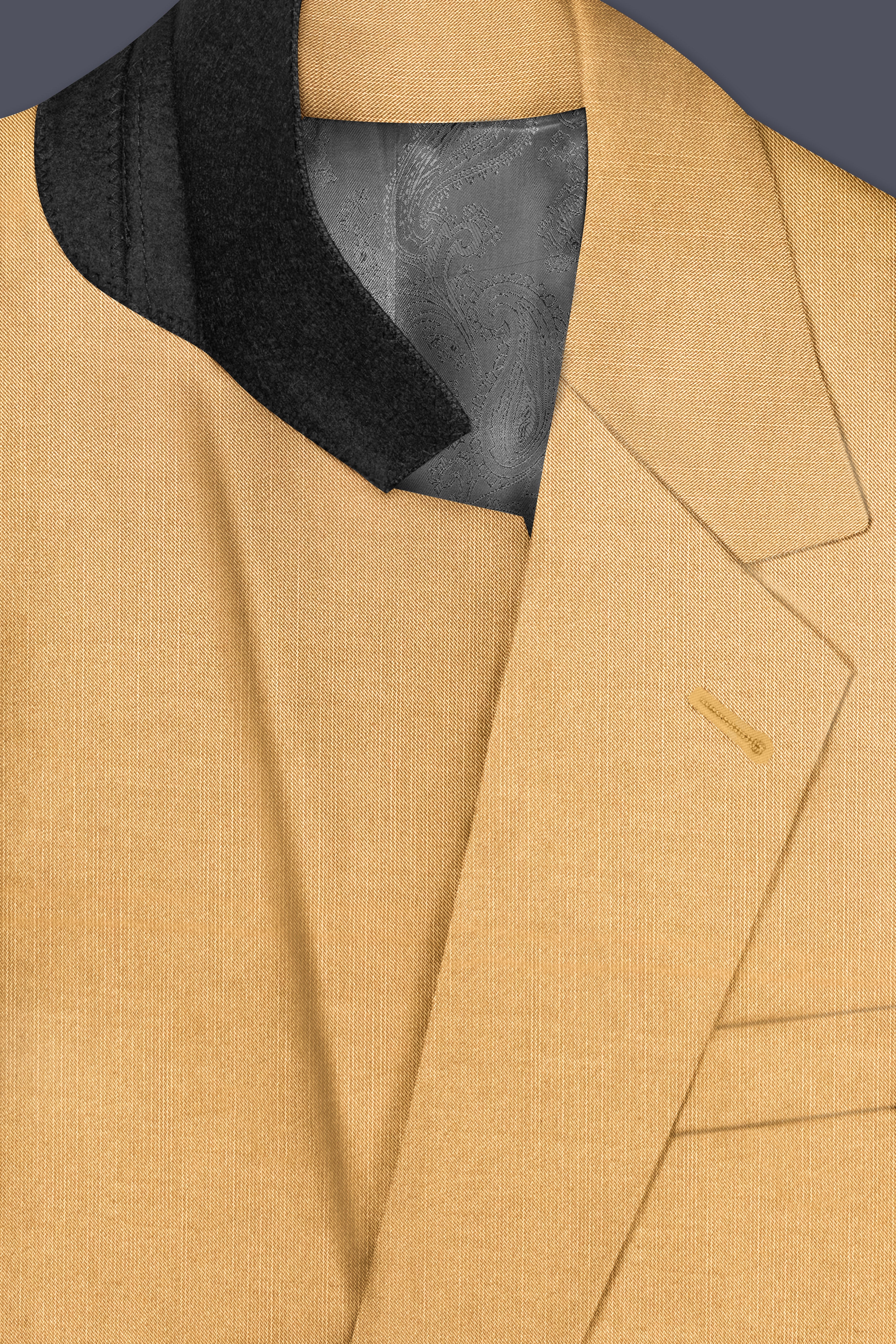 Marula-Desert Yellow Solid Wool Rich Single Breasted Stretchable traveler Suit