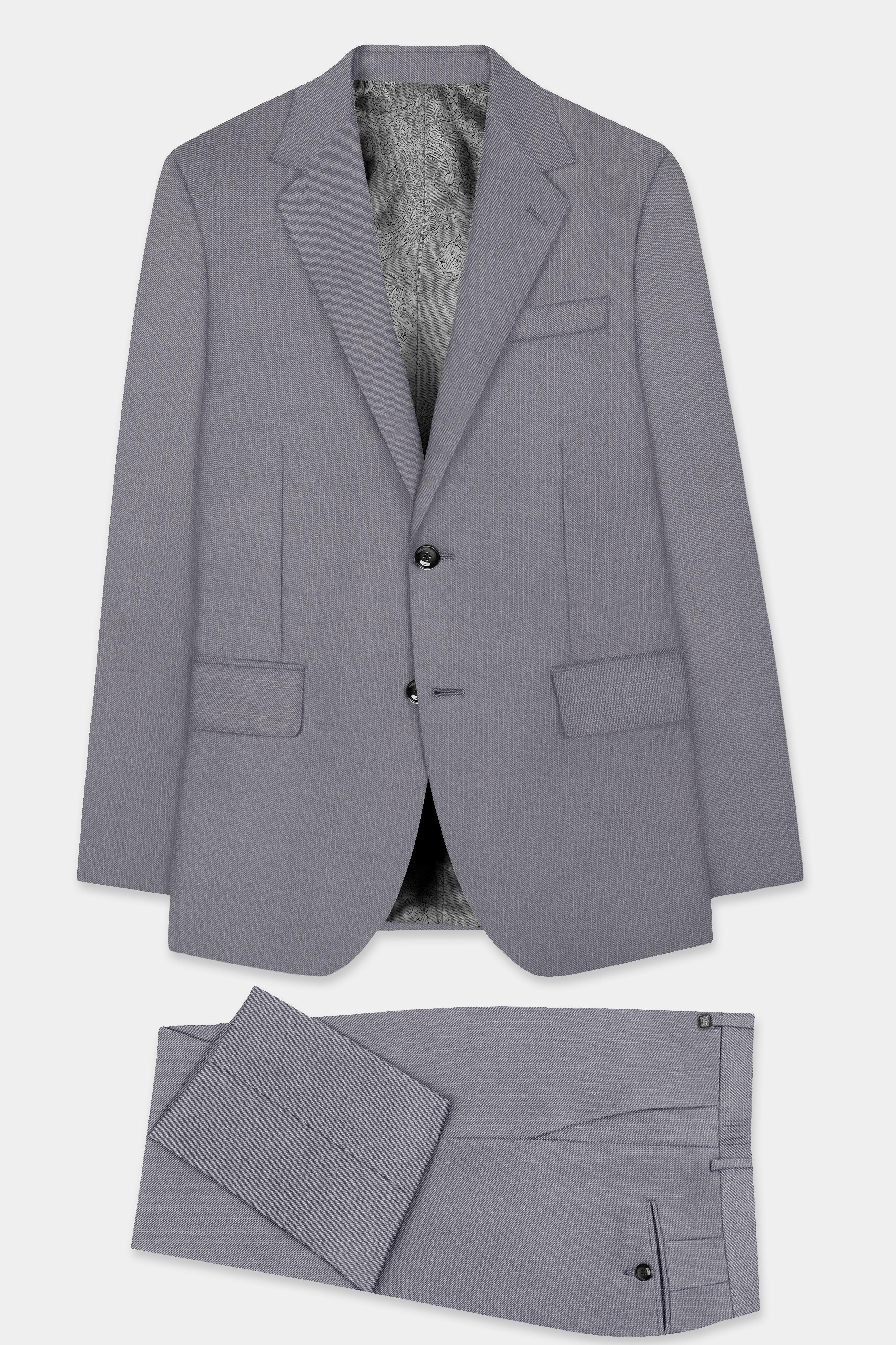 Dorian-Friar Gray Solid Wool Rich Single Breasted Slight Stretch Suit