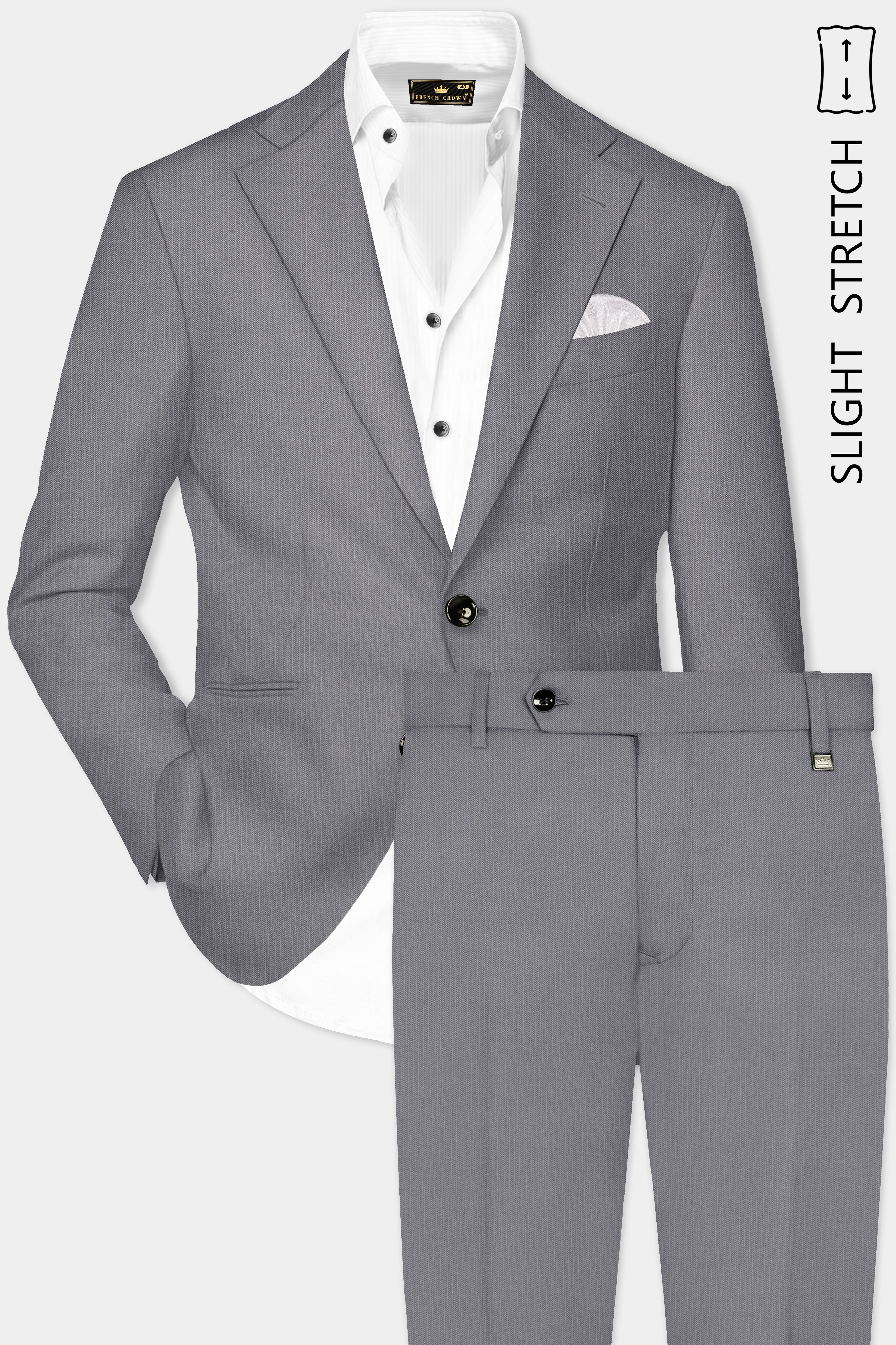Dorian-Friar Gray Solid Wool Rich Single Breasted Slight Stretch Suit