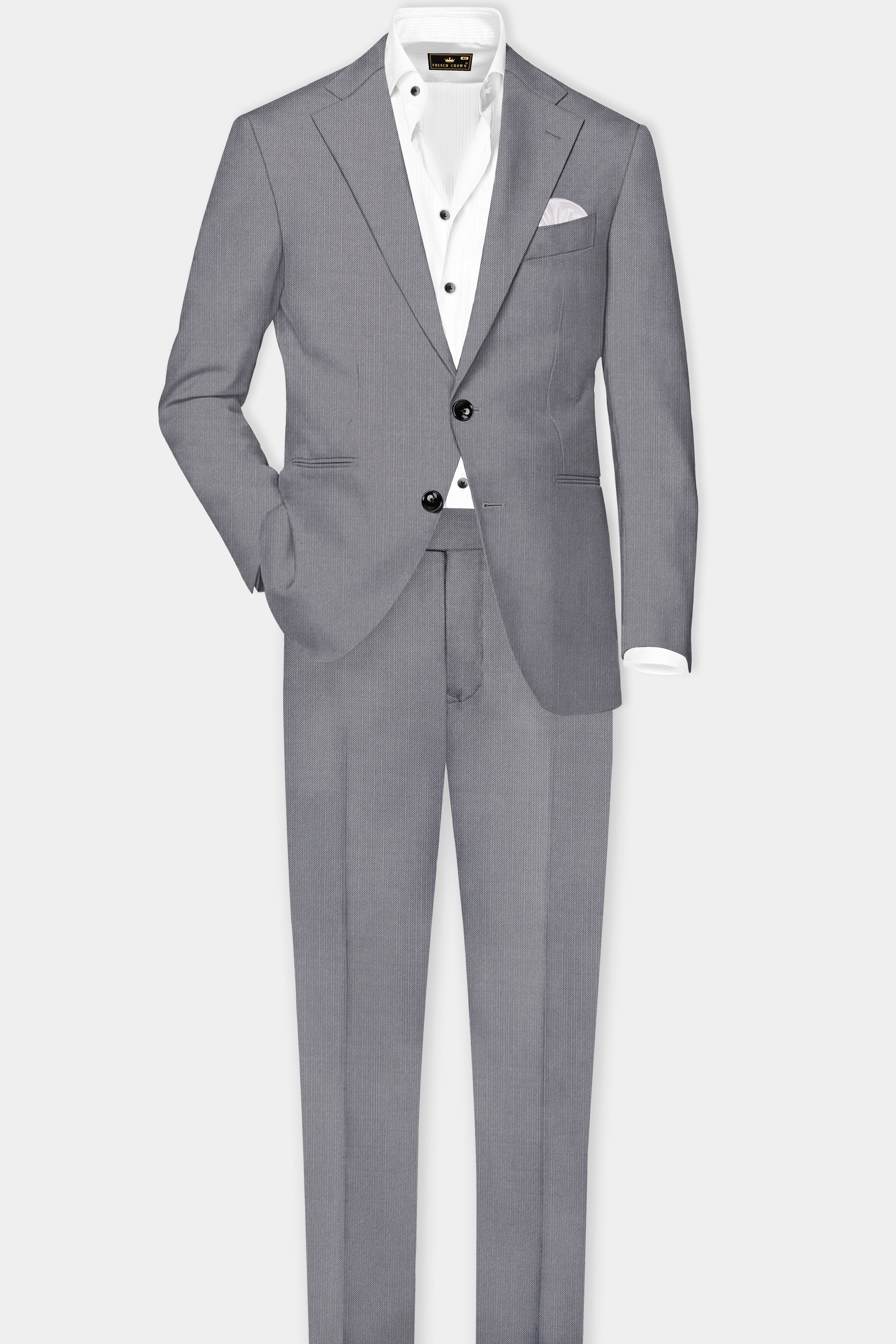 Dorian-Friar Gray Solid Wool Rich Single Breasted Slight Stretch Suit