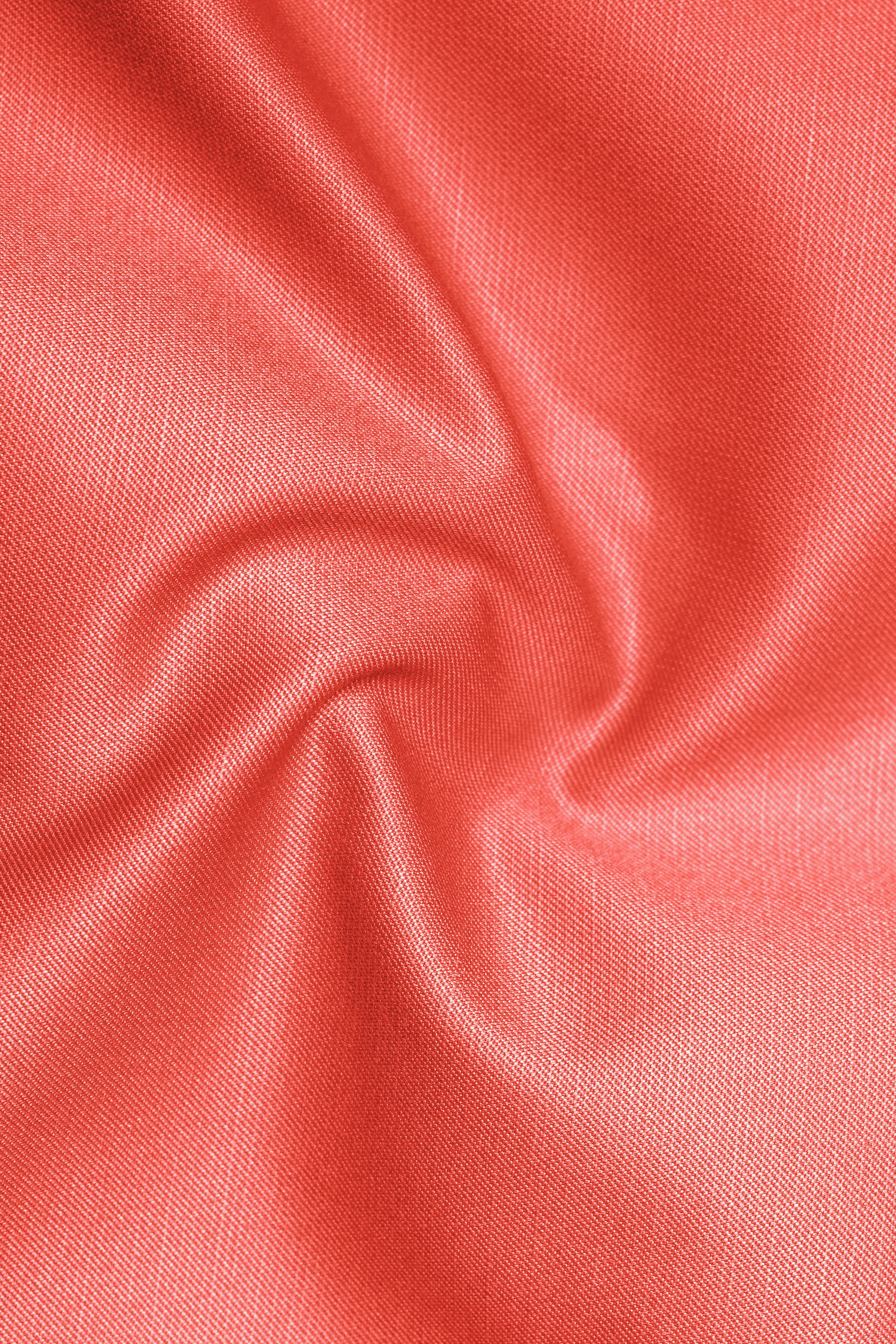 Aurora-Salmon Orange Solid Wool Rich Single Breasted Stretchable traveler Suit