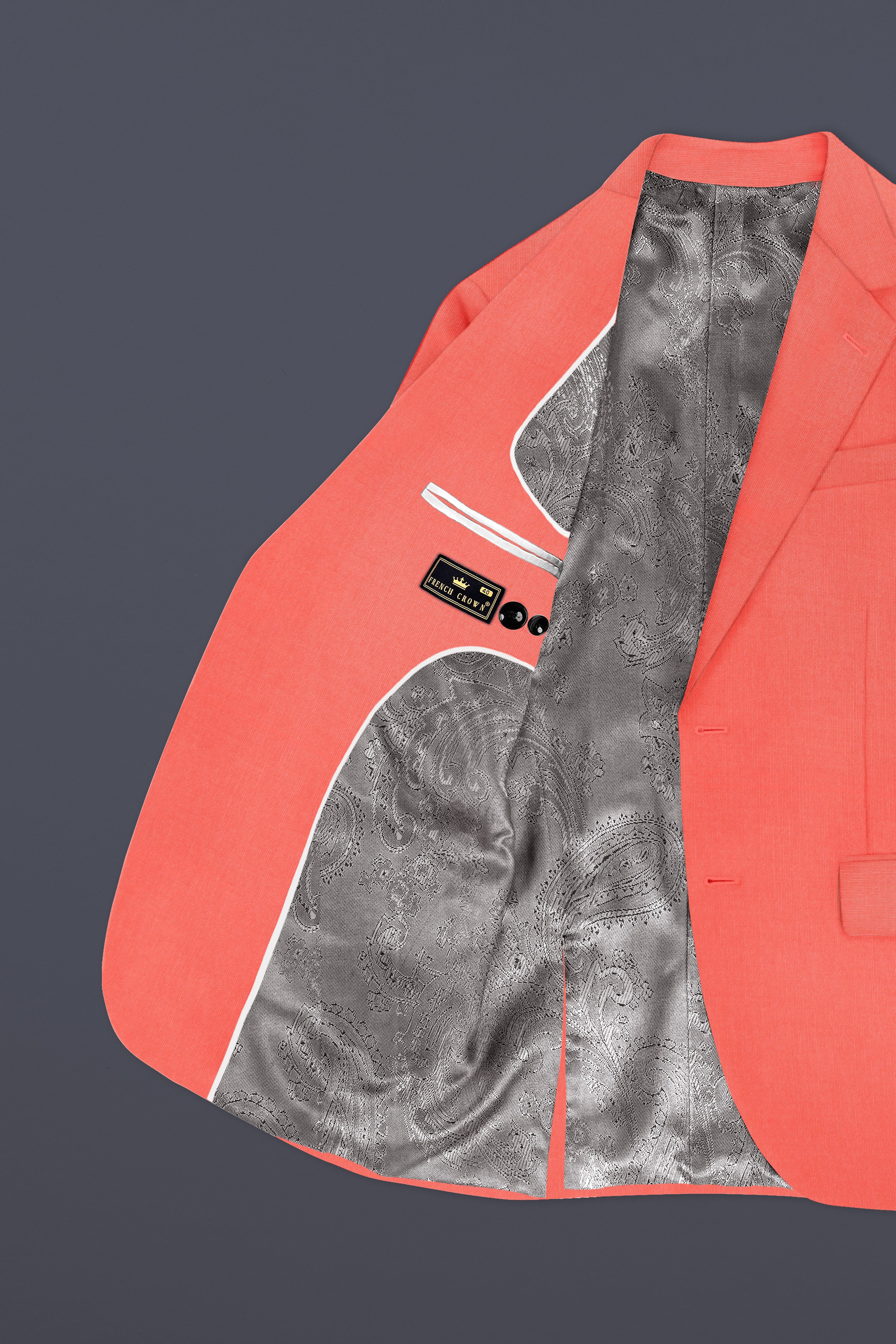 Aurora-Salmon Orange Solid Wool Rich Single Breasted Stretchable traveler Suit
