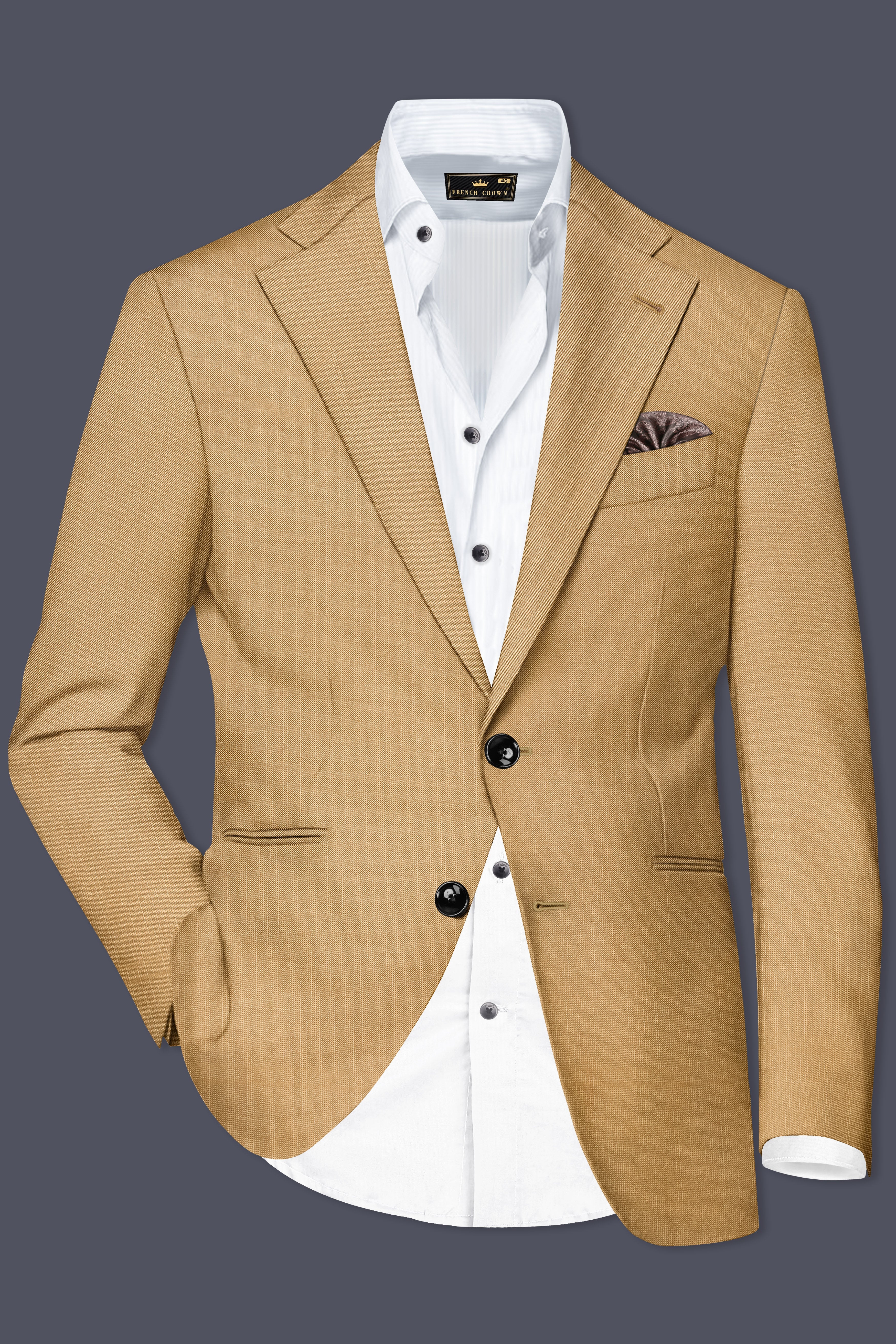 Sepia-Twine Brown Solid Wool Rich Single Breasted Stretchable traveler Suit