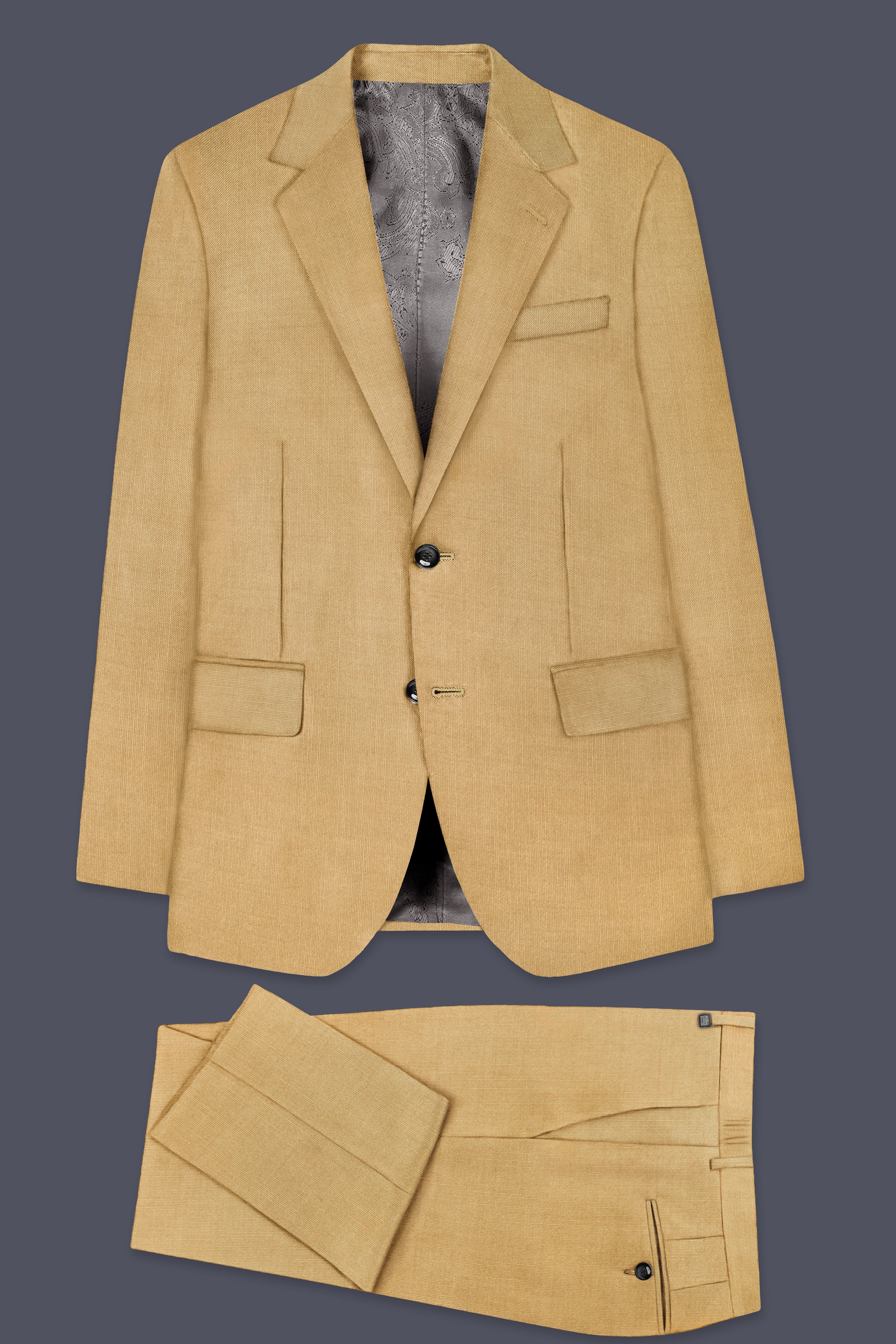 Sepia-Twine Brown Solid Wool Rich Single Breasted Stretchable traveler Suit