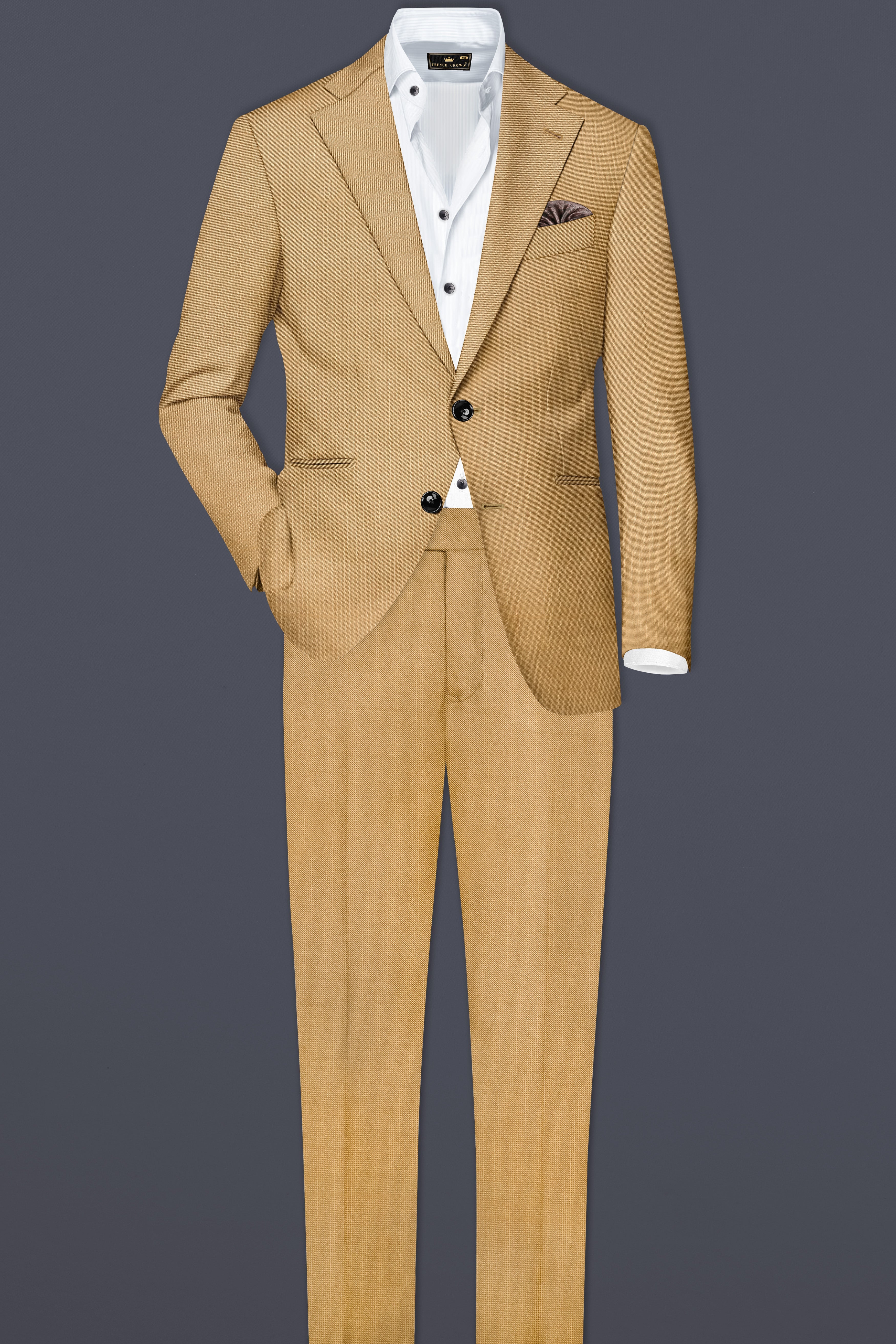 Sepia-Twine Brown Solid Wool Rich Single Breasted Stretchable traveler Suit