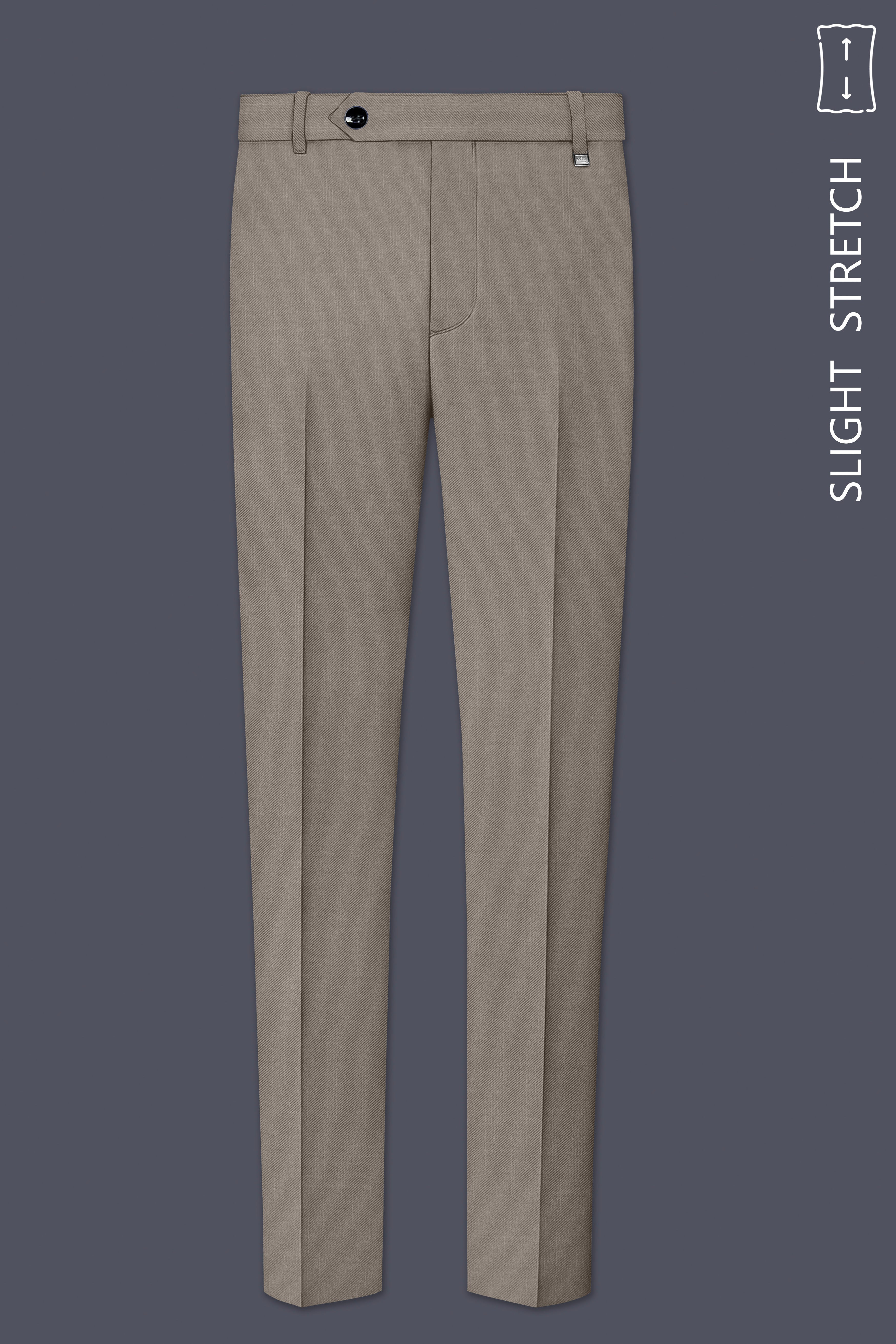 Amour-Dusty Brown Solid Wool Rich Single Breasted Slight Stretch Suit