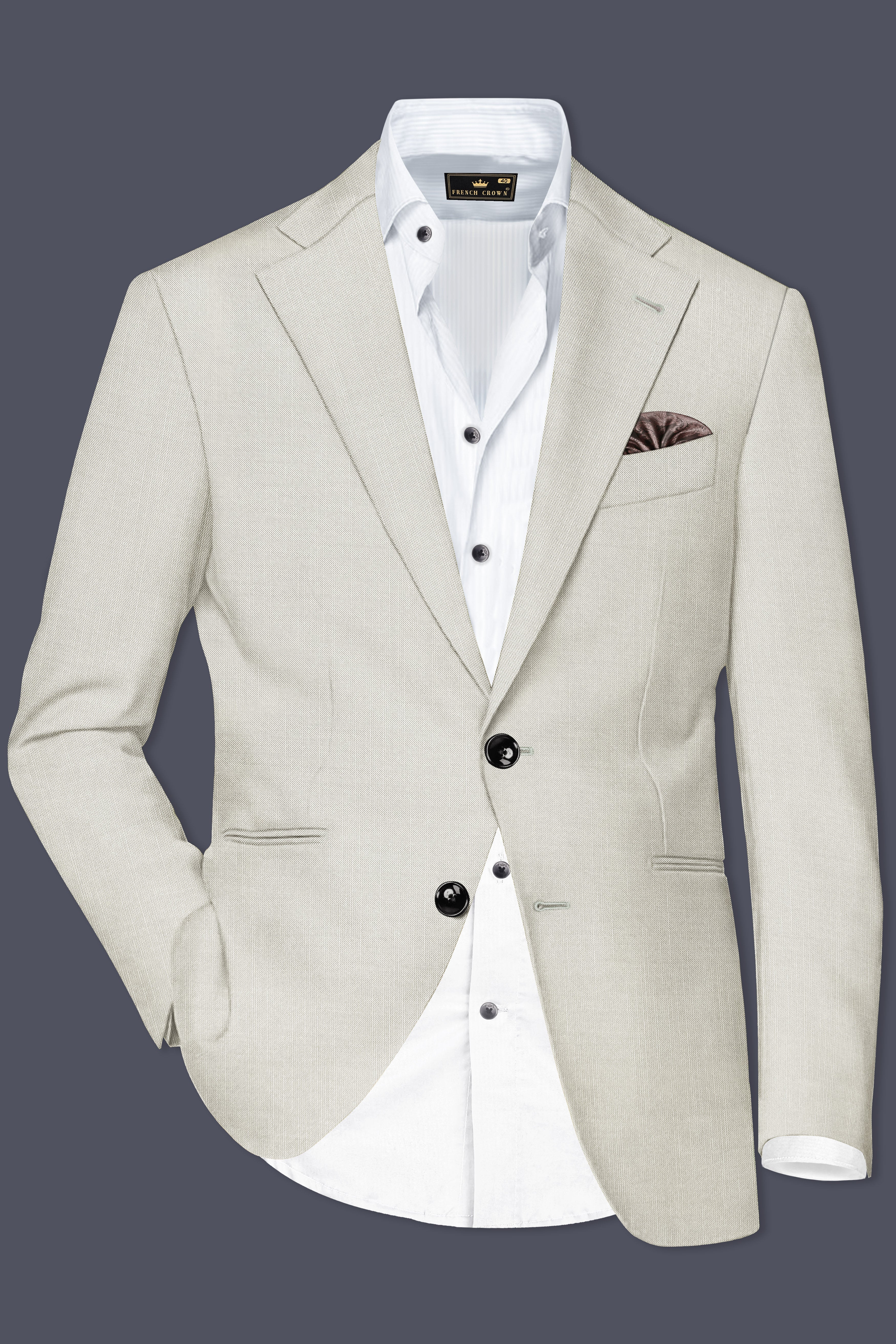 Mist-Swirl Gray Solid Wool Rich Single Breasted Stretchable traveler Suit