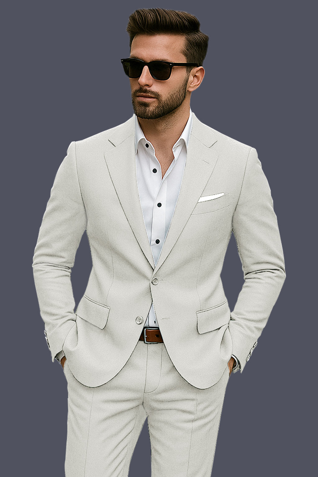 Mist-Swirl Gray Solid Wool Rich Single Breasted Stretchable traveler Suit