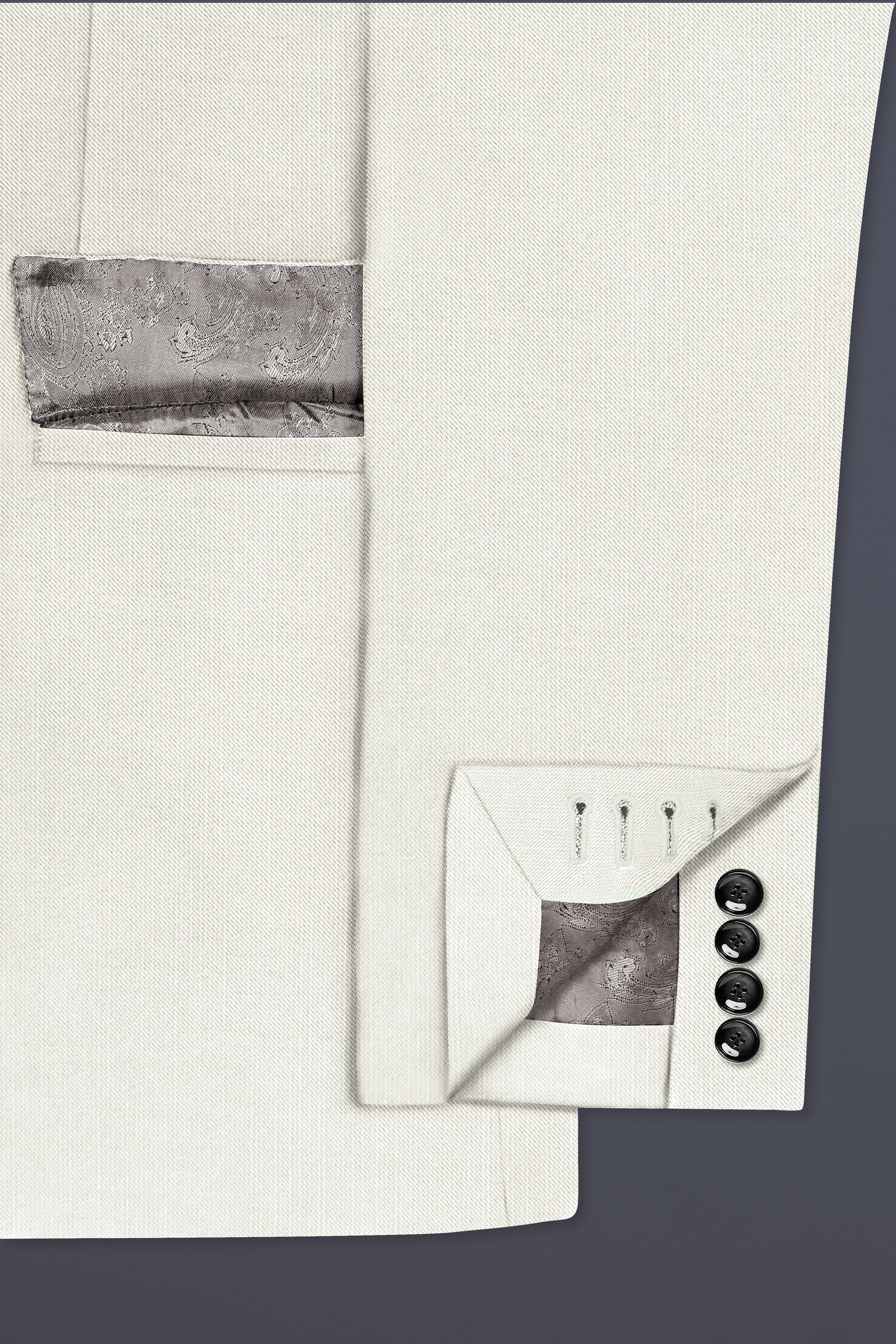 Mist-Swirl Gray Solid Wool Rich Single Breasted Slight Stretch Suit