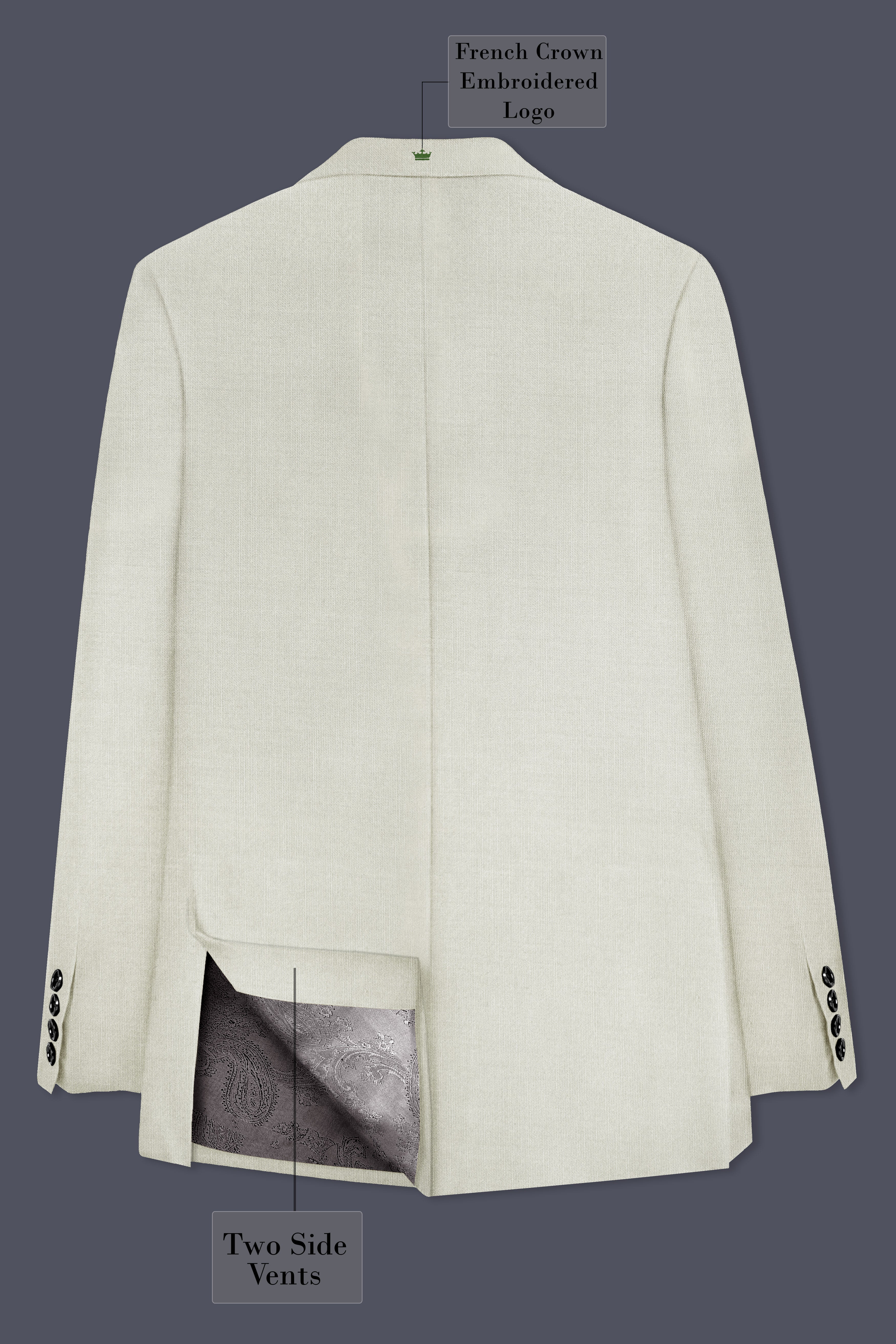 Mist-Swirl Gray Solid Wool Rich Single Breasted Stretchable traveler Suit