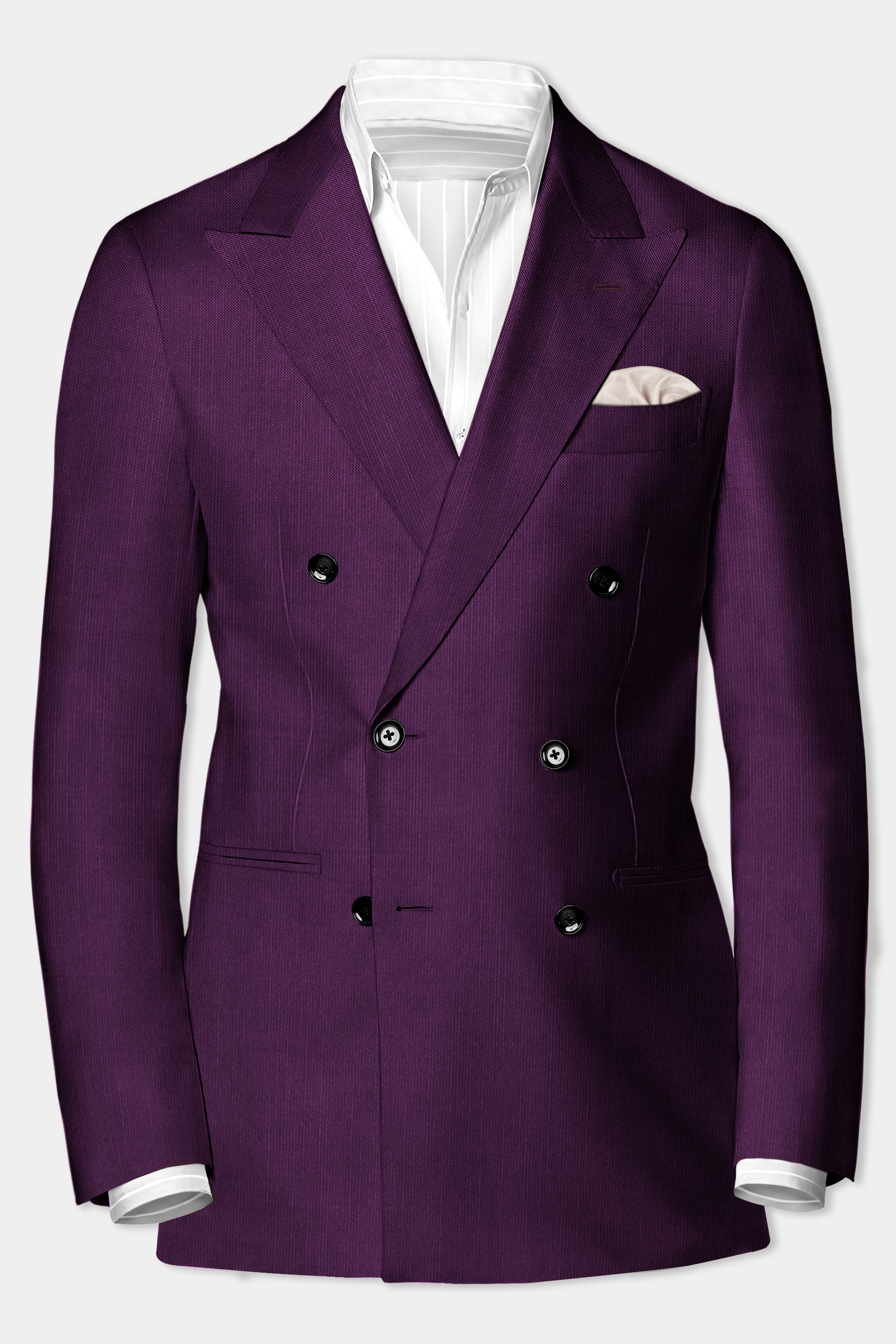 Orchid-Grape Purple Solid Wool Rich Double Breasted Stretchable traveler Suit